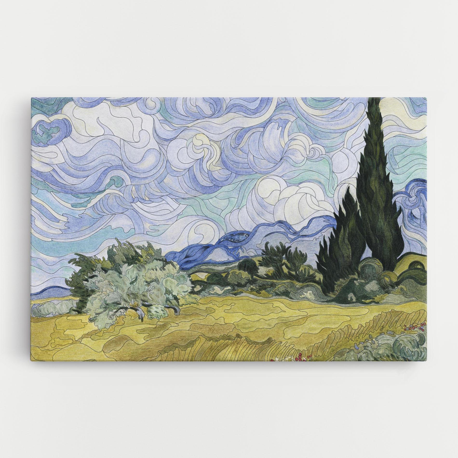Tablou Canvas Wheat Field Cypresses mockup 0