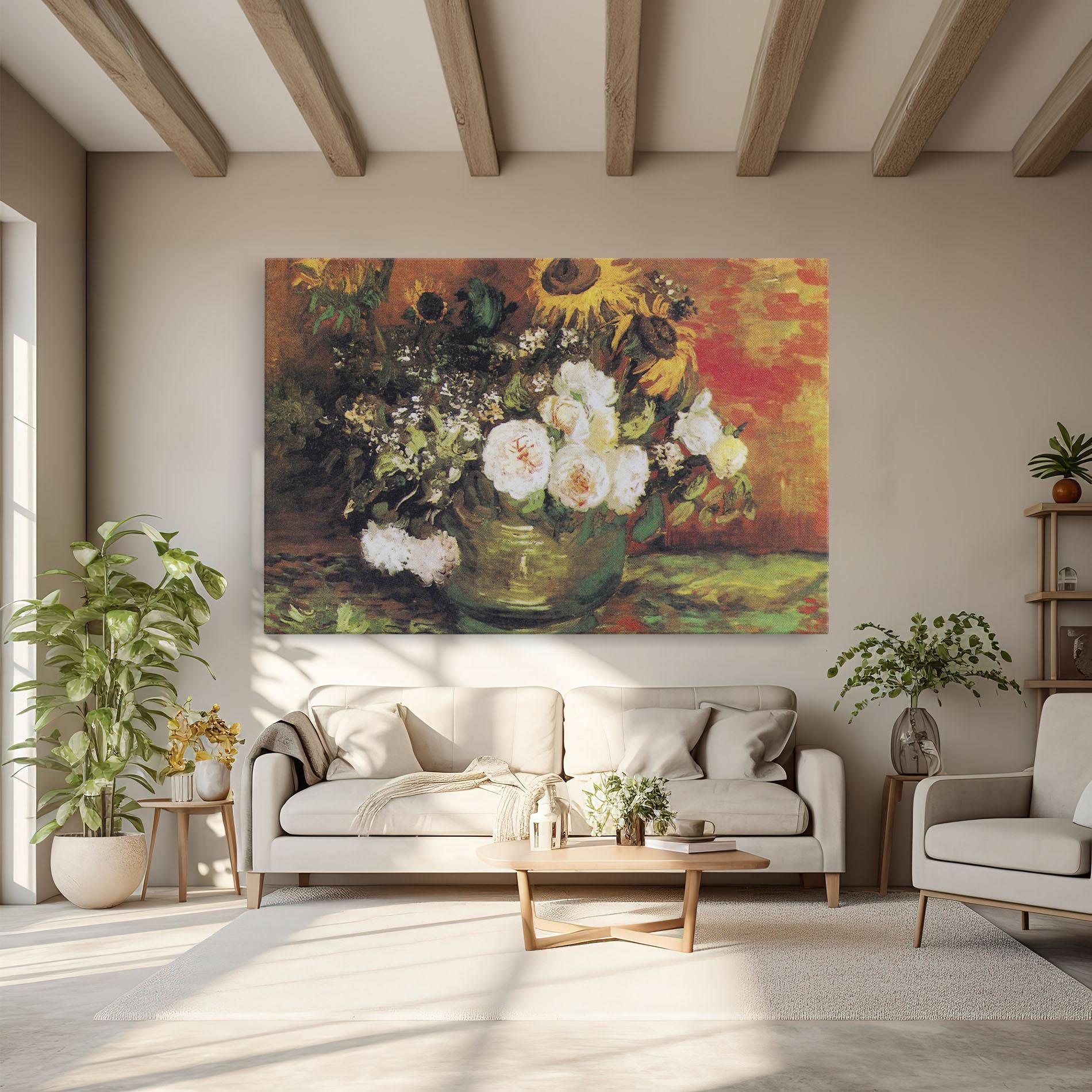 Tablou Canvas Bowl With Sunflowers mockup 6