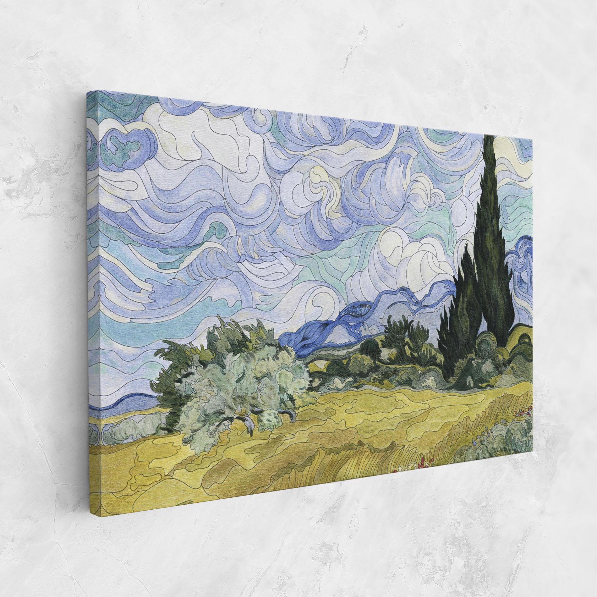Tablou Canvas Wheat Field Cypresses mockup 1