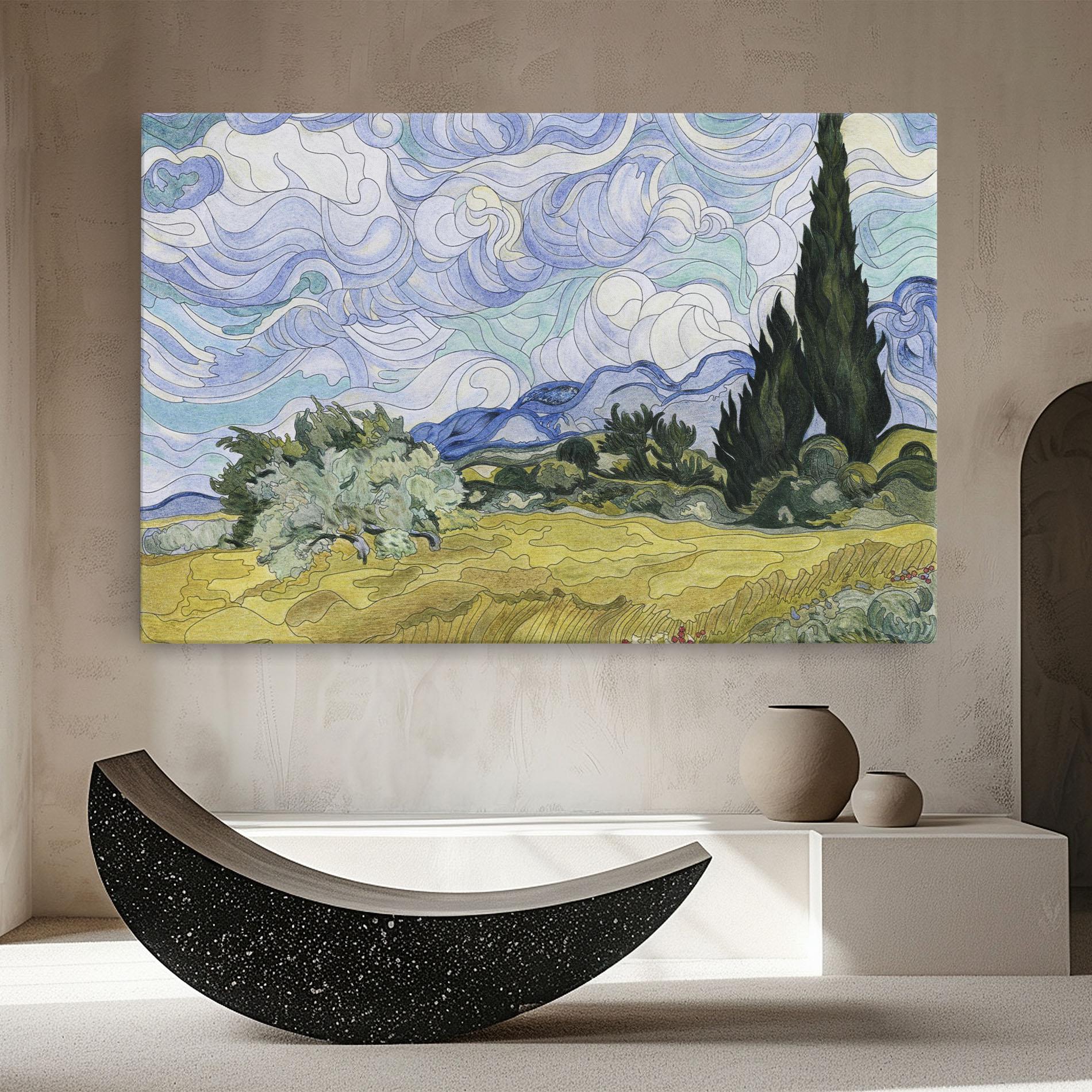 Tablou Canvas Wheat Field Cypresses mockup 8