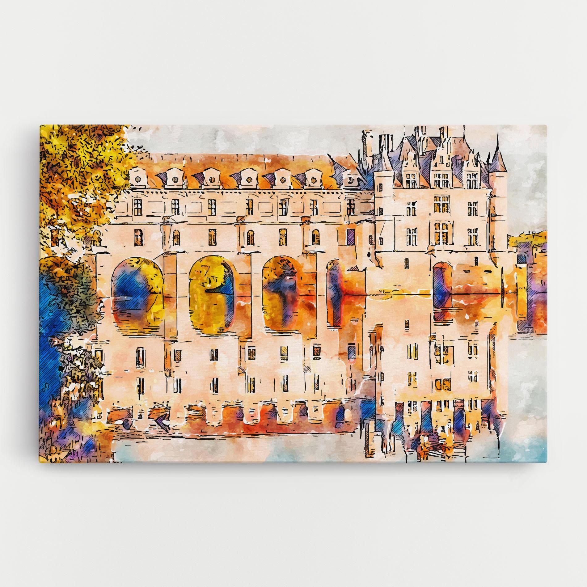 Tablou Canvas Blue Orange Castle mockup 0