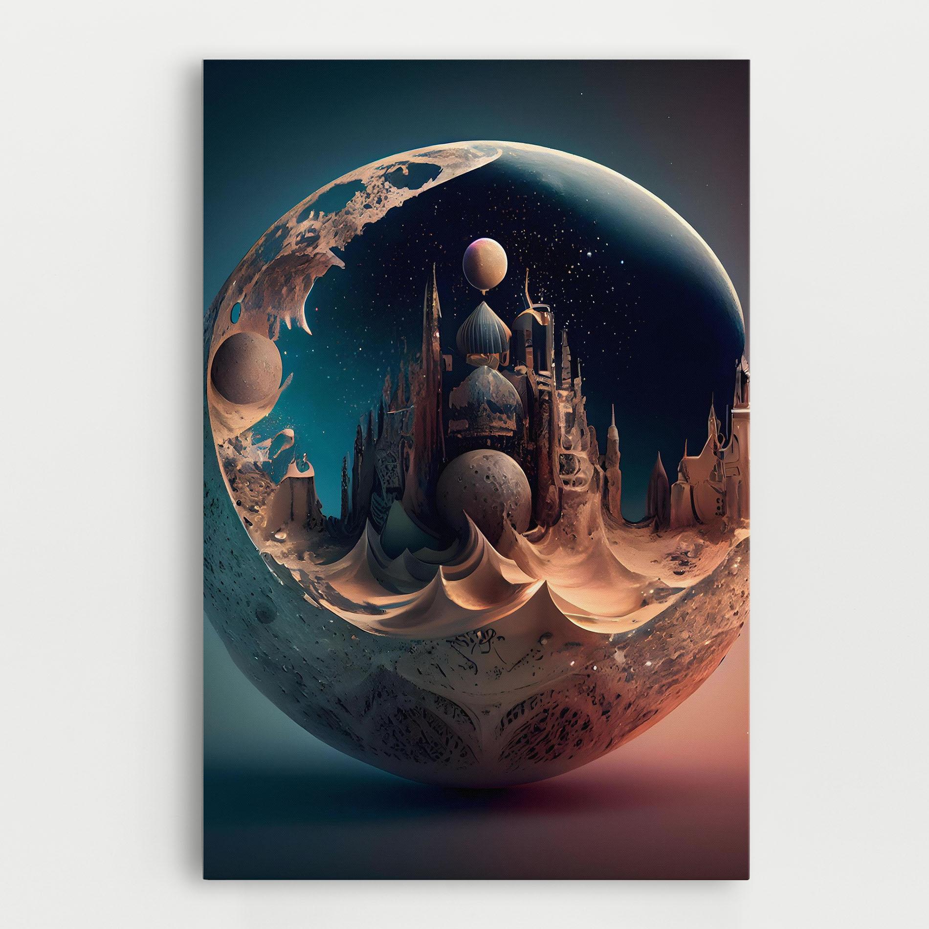 Tablou Canvas Fantasy Planet Castle mockup 0