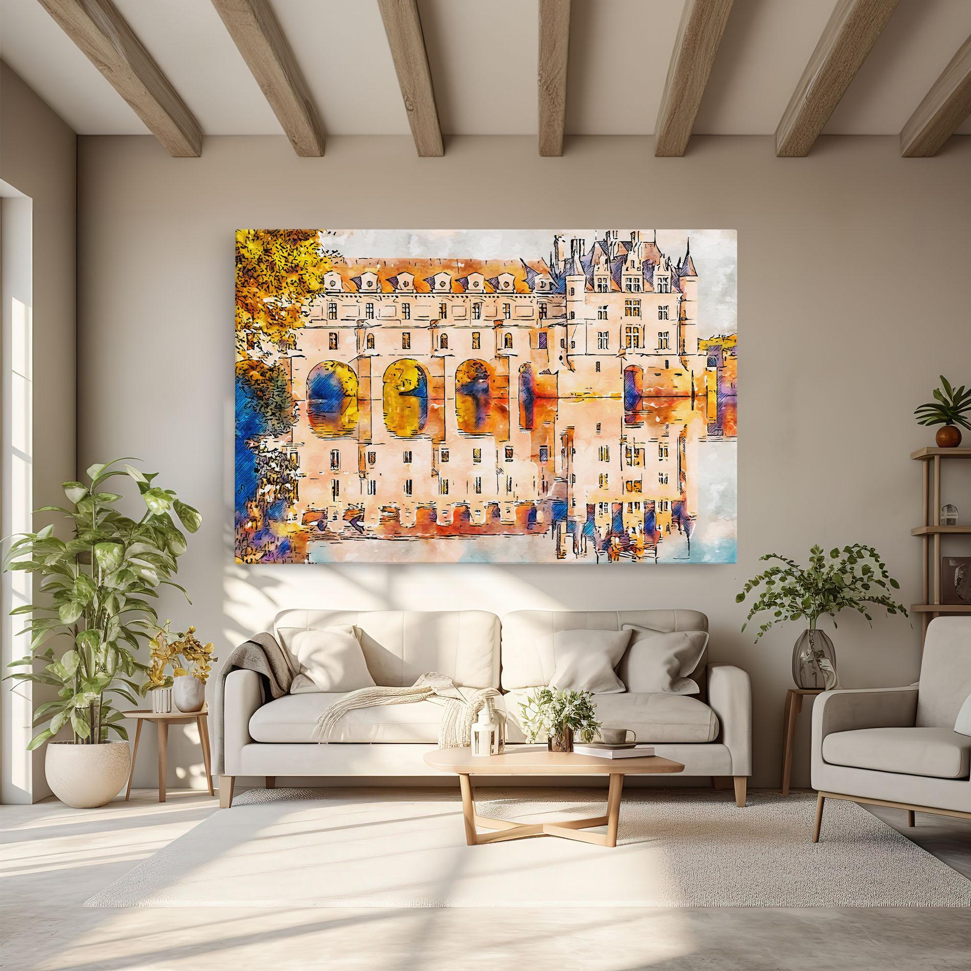 Tablou Canvas Blue Orange Castle mockup 6