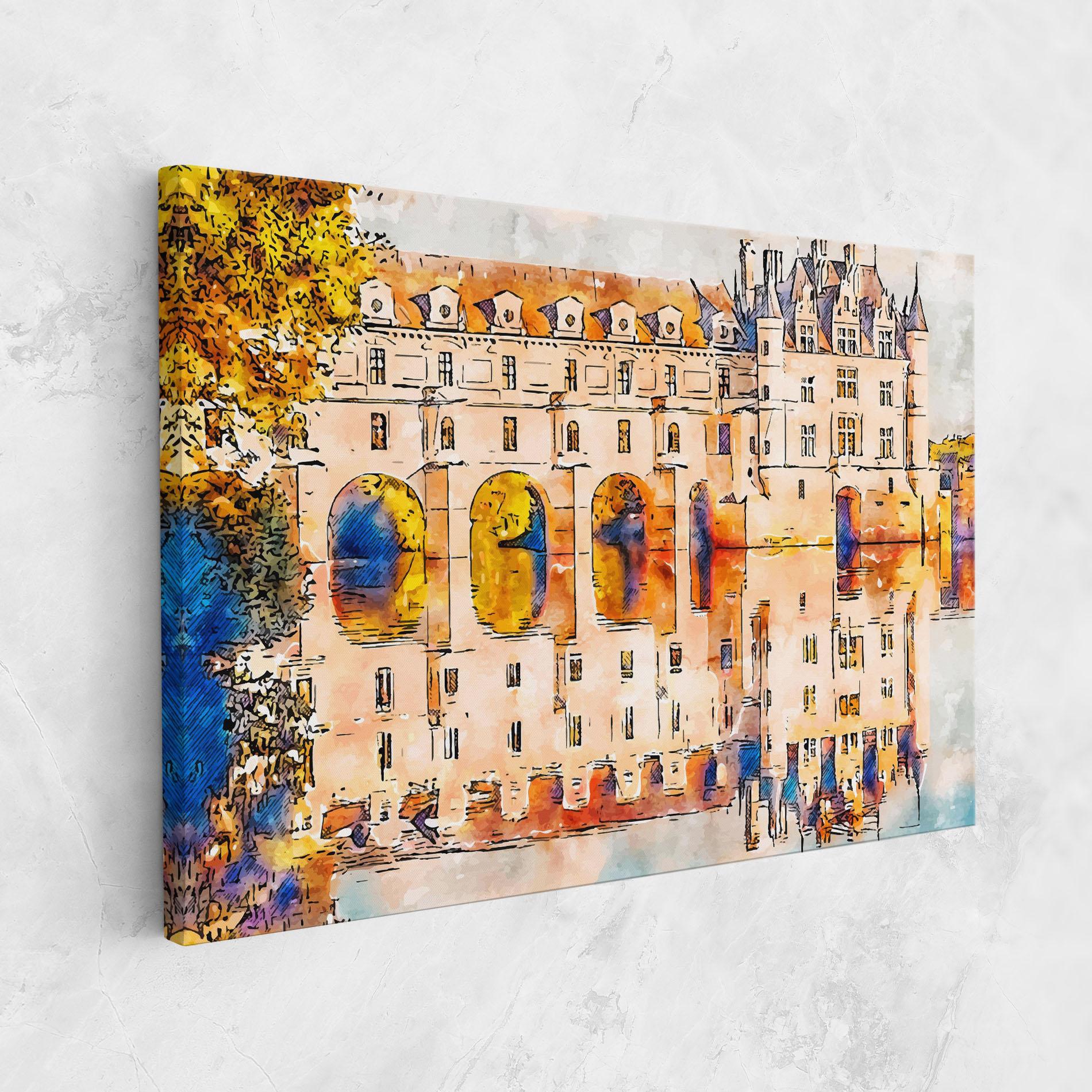 Tablou Canvas Blue Orange Castle mockup 1