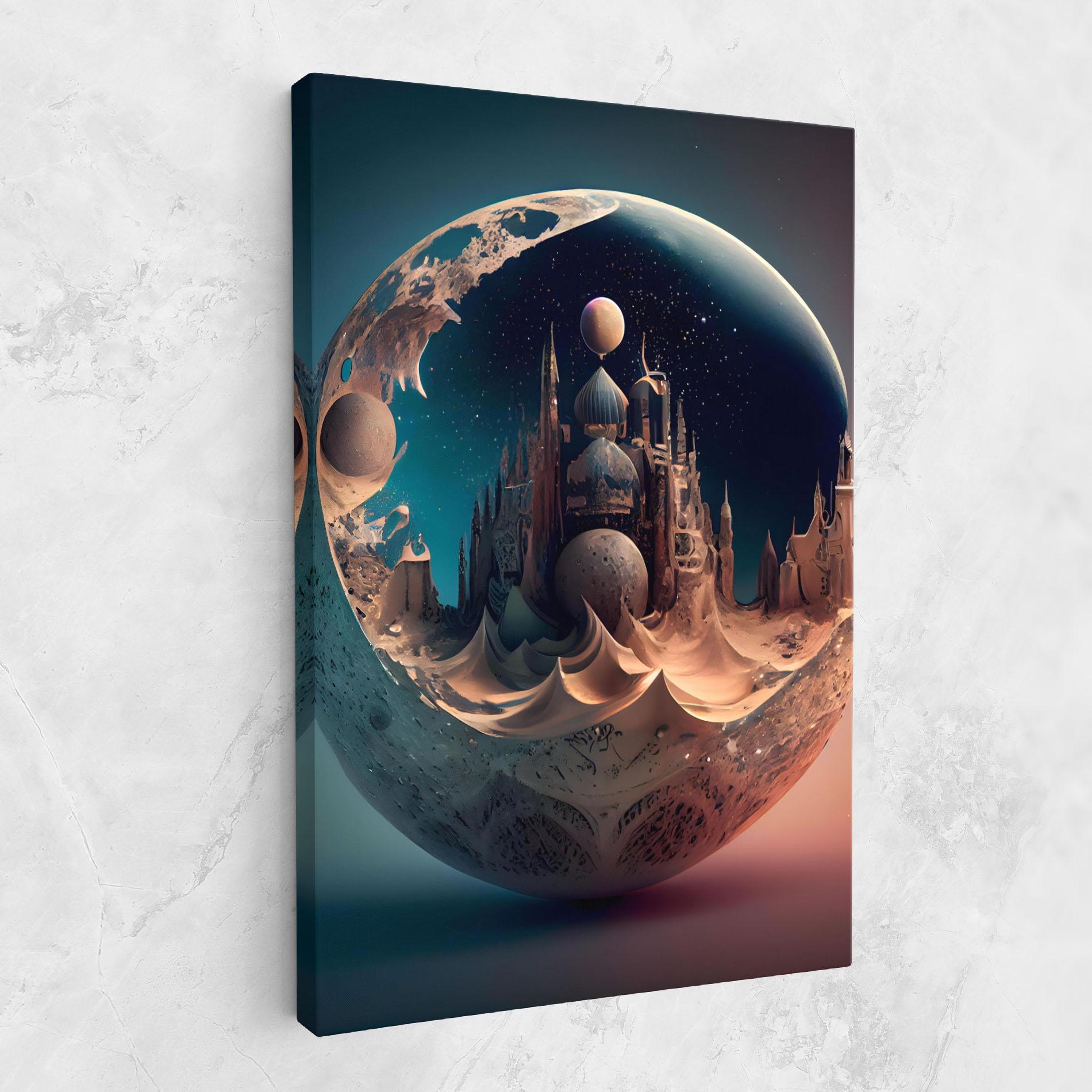 Tablou Canvas Fantasy Planet Castle mockup 1