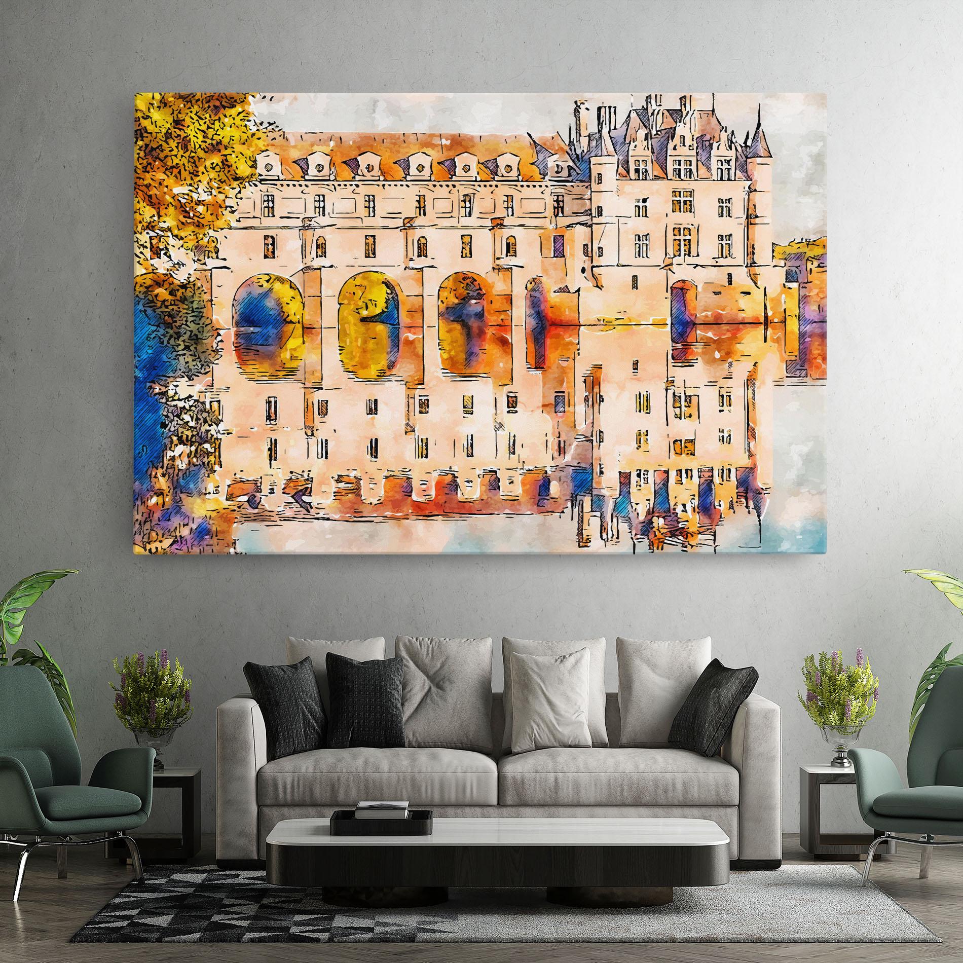 Tablou Canvas Blue Orange Castle mockup 7