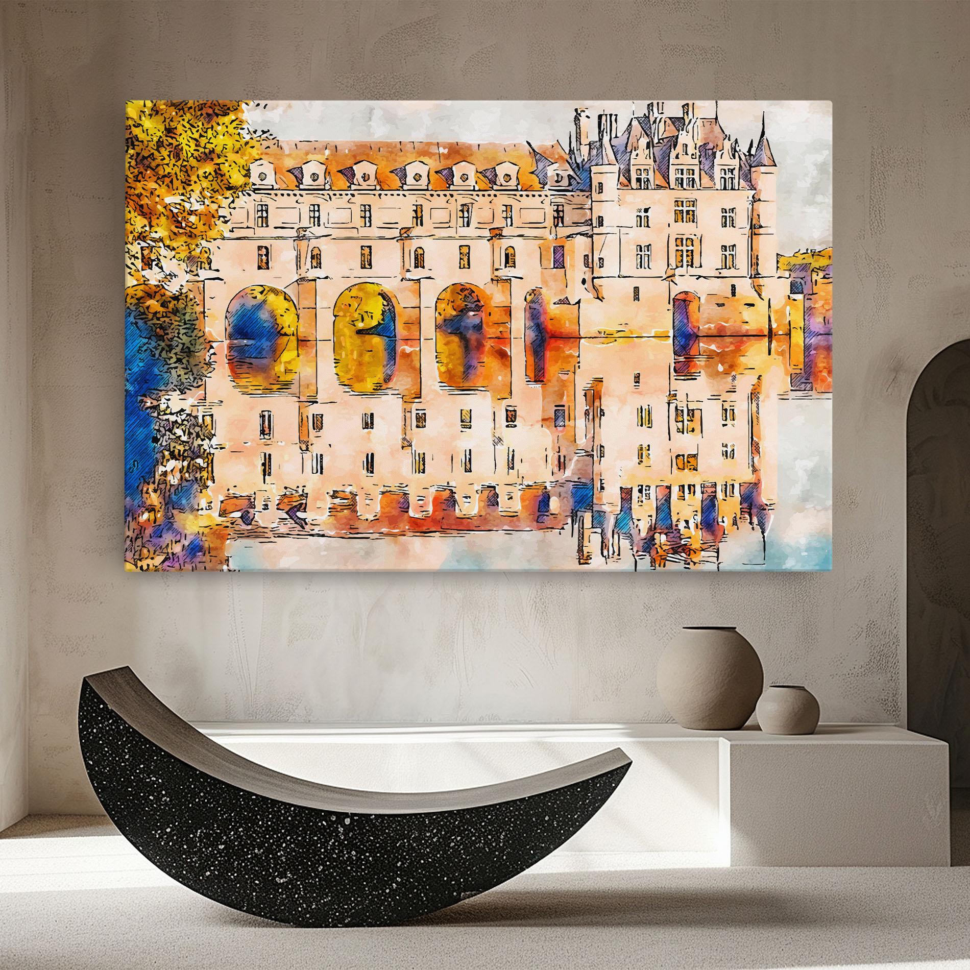 Tablou Canvas Blue Orange Castle mockup 8