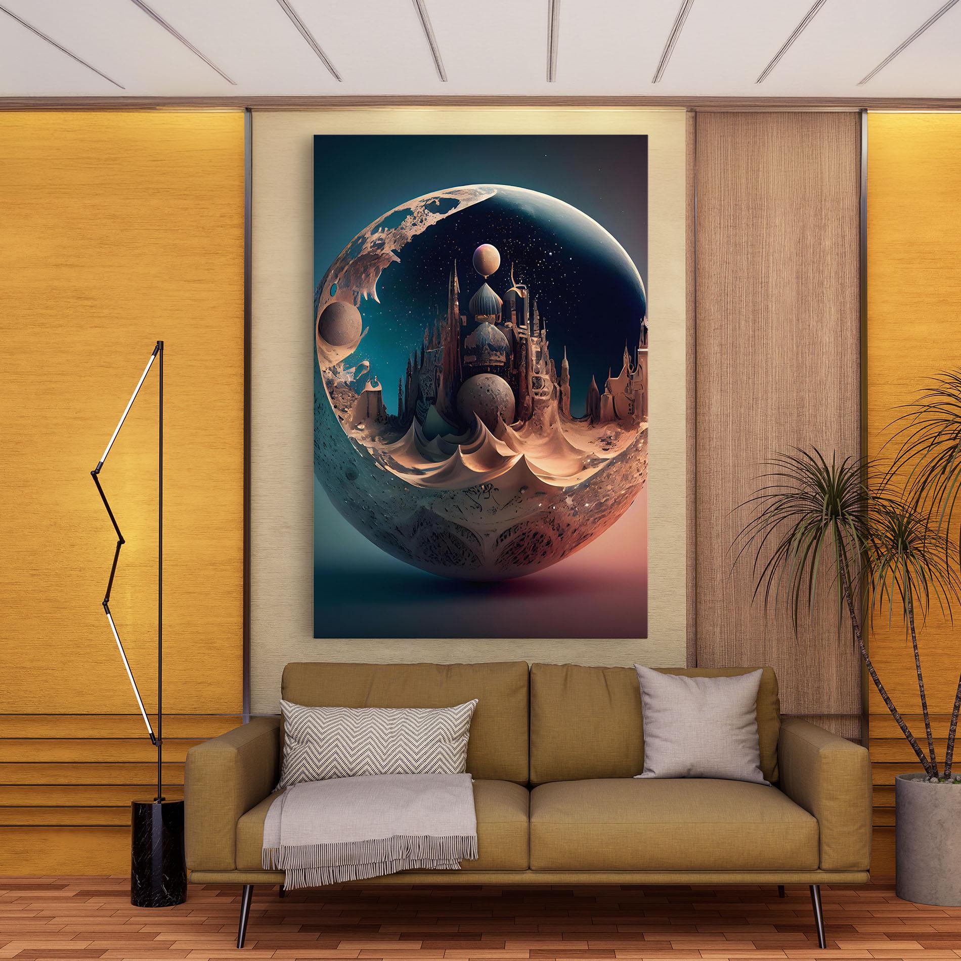 Tablou Canvas Fantasy Planet Castle mockup 9