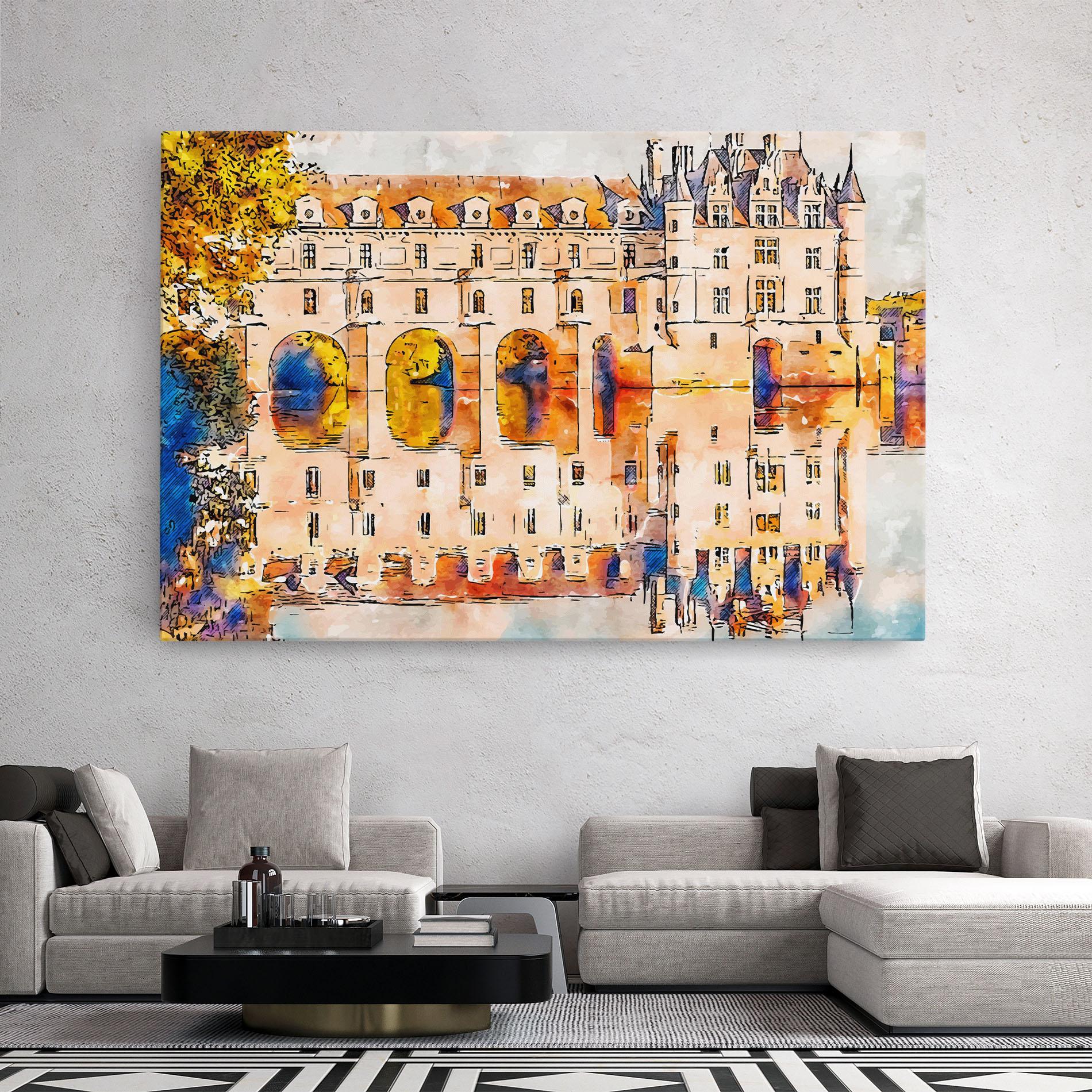 Tablou Canvas Blue Orange Castle mockup 2