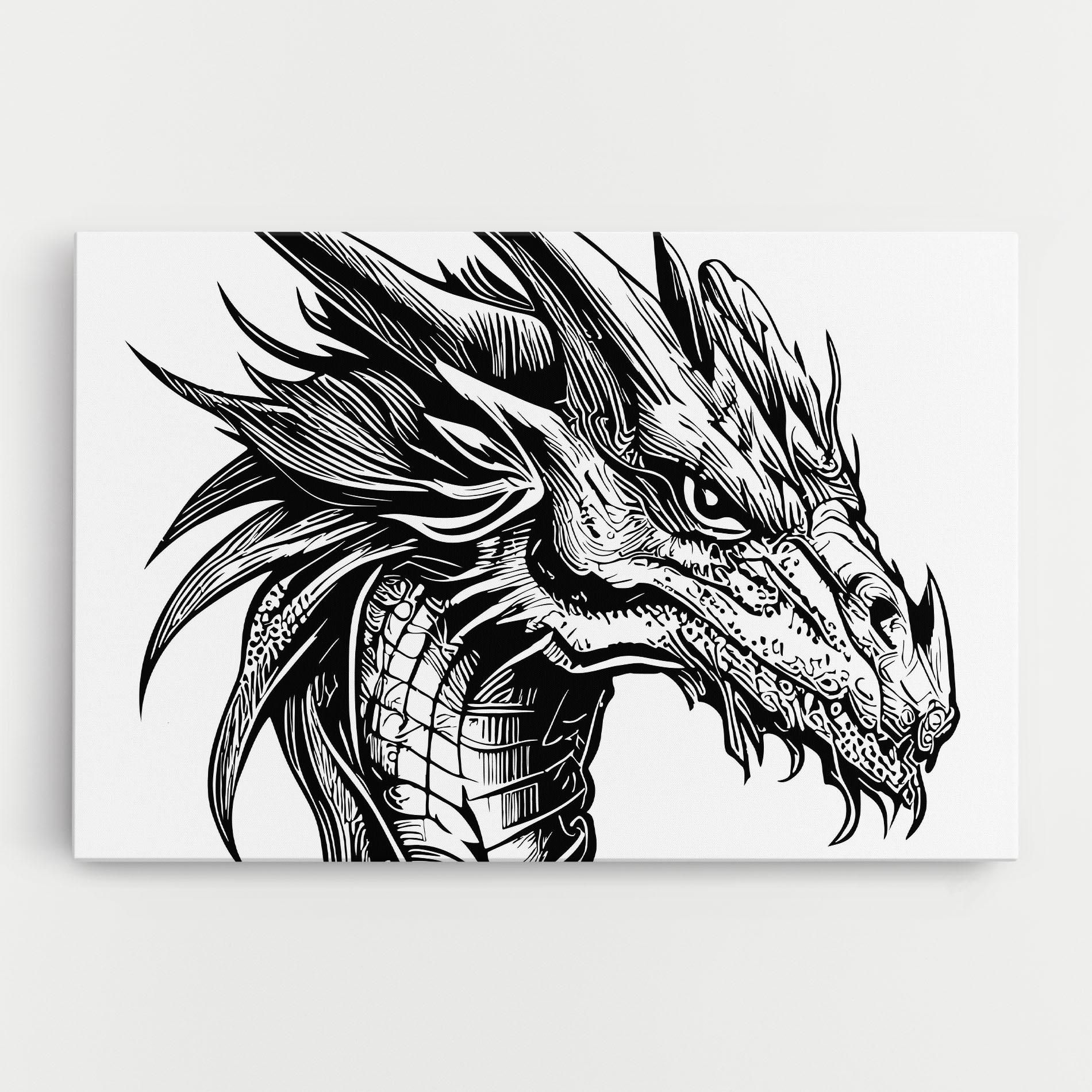Tablou Canvas Black Line Dragon mockup 0