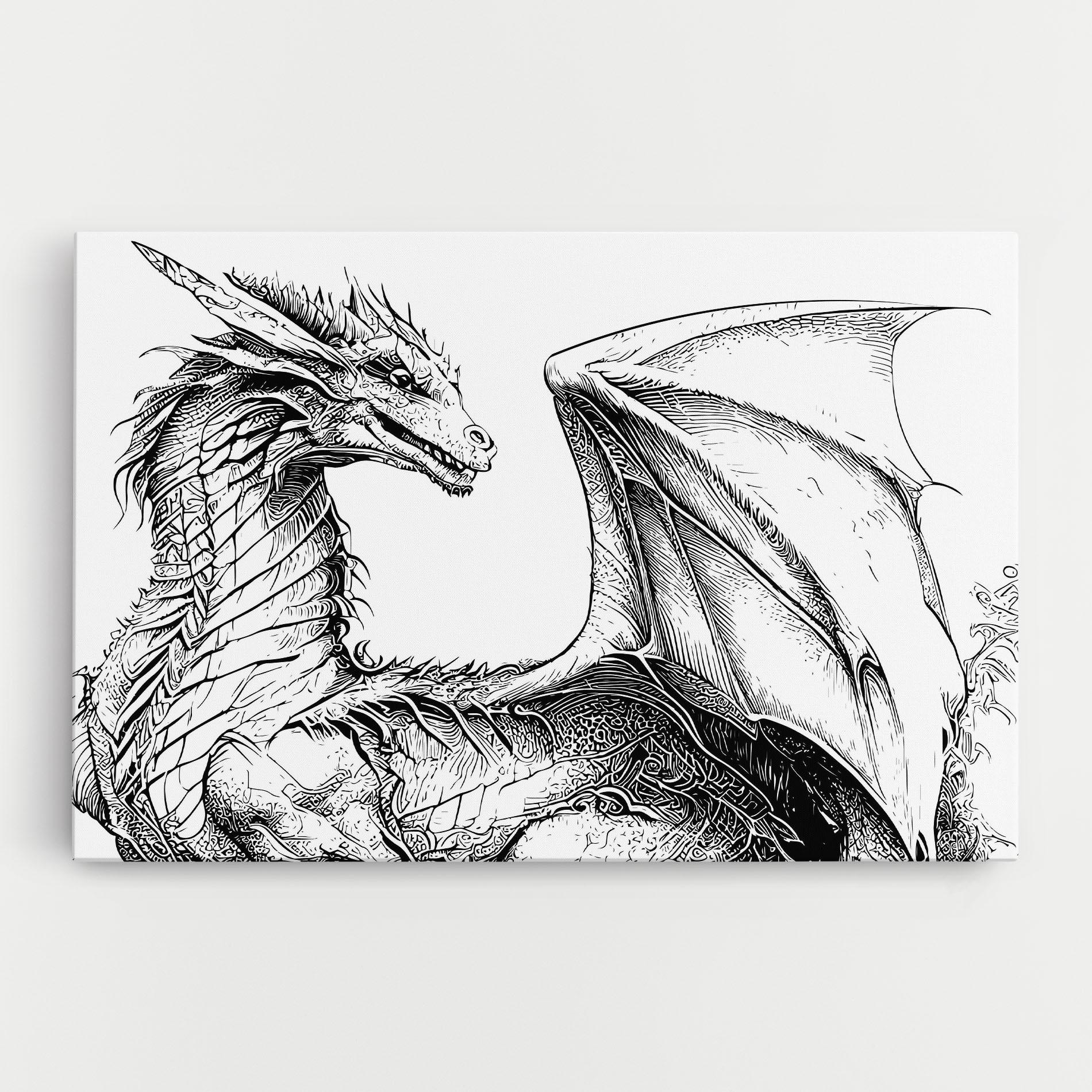 Tablou Canvas Dragon Sketch mockup 0