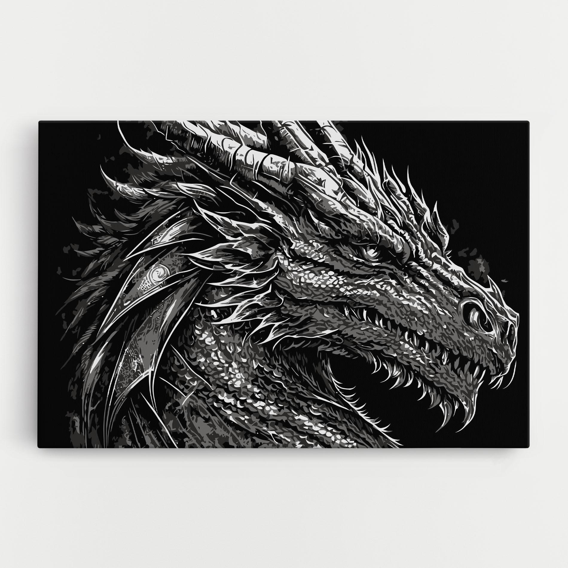 Tablou Canvas Grey White Dragon mockup 0