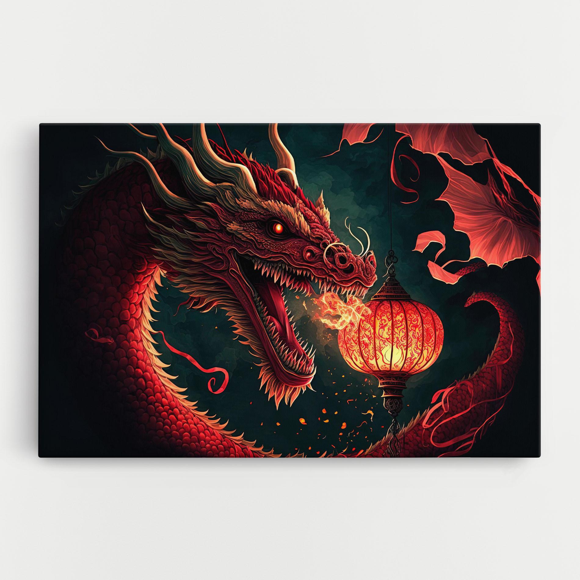 Tablou Canvas Red Fire Dragon mockup 0