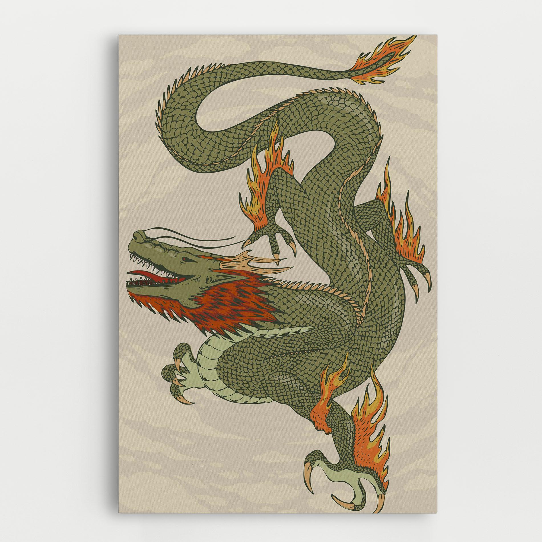 Tablou Canvas Chinese Dragon Green mockup 0