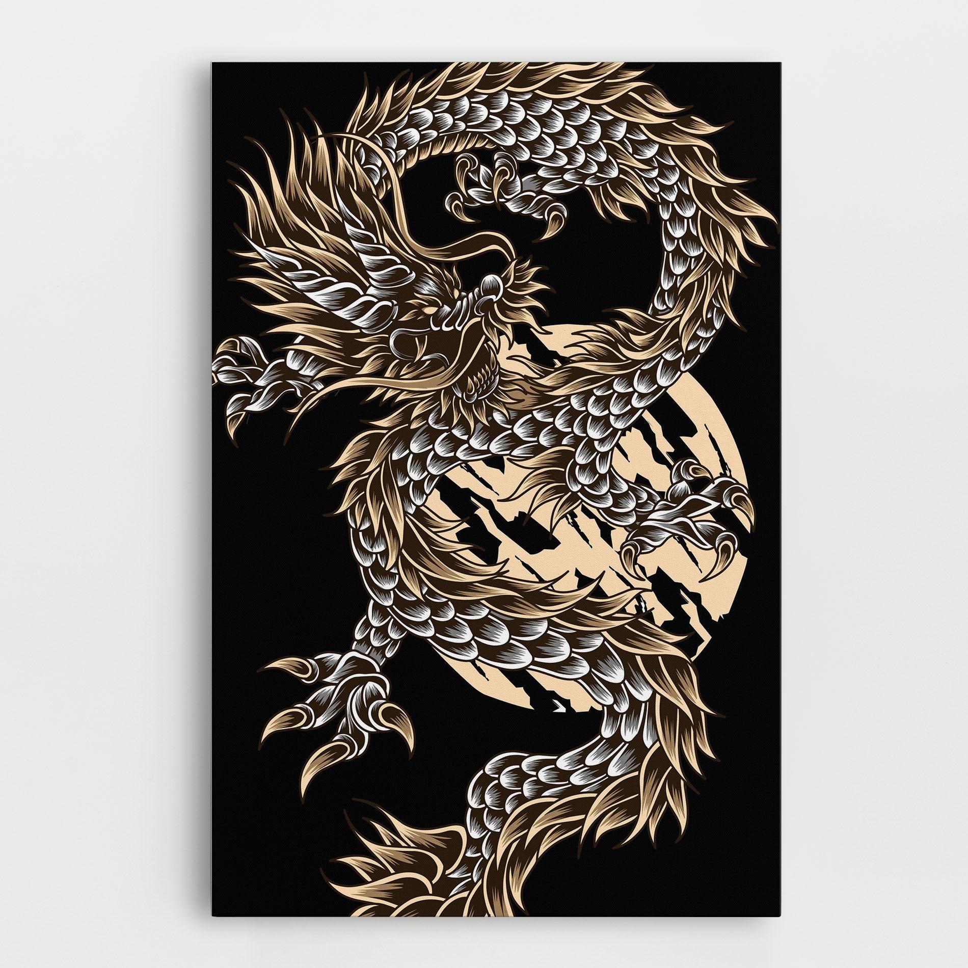 Tablou Canvas Cream Moon Dragon mockup 0