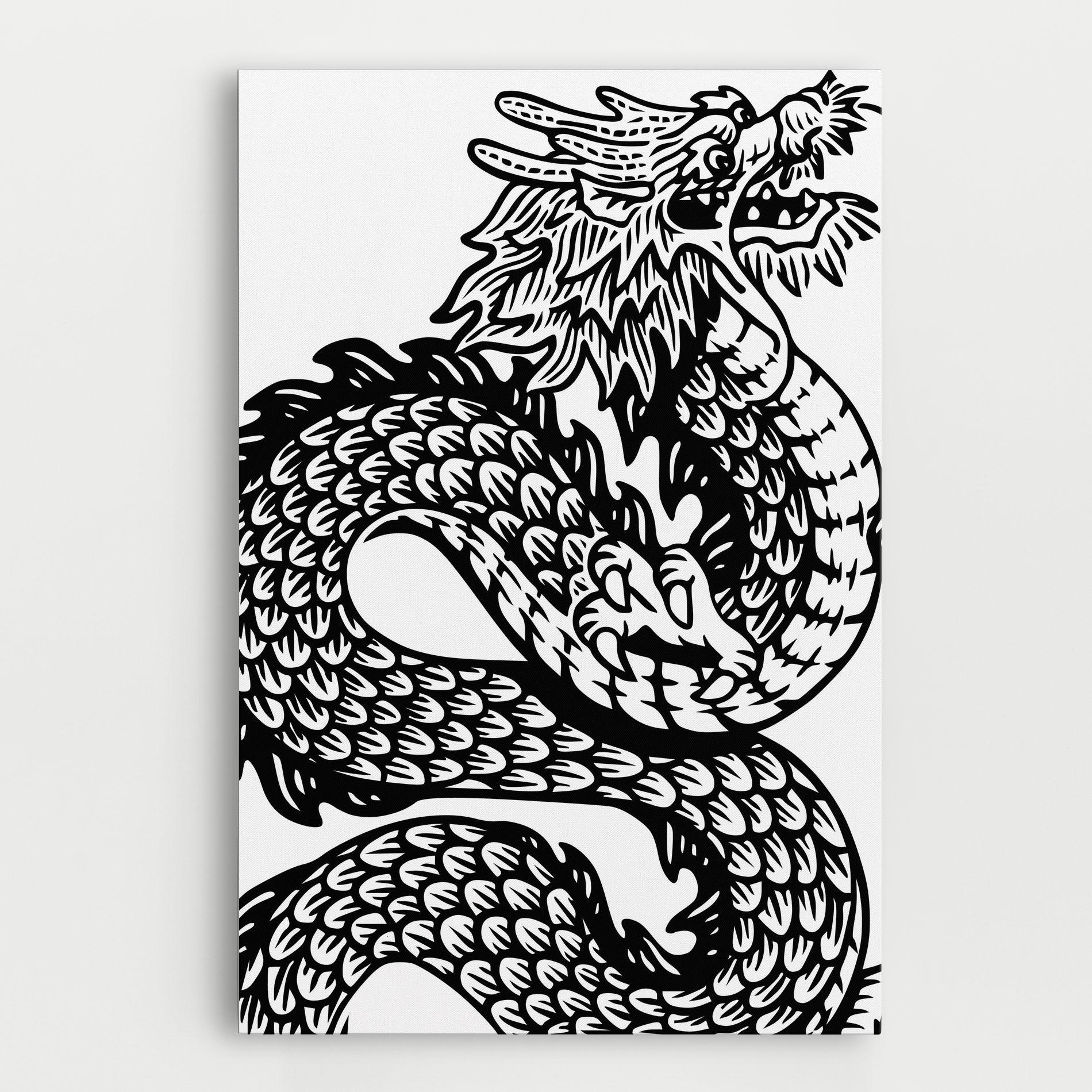 Tablou Canvas Dragon Black Line mockup 0