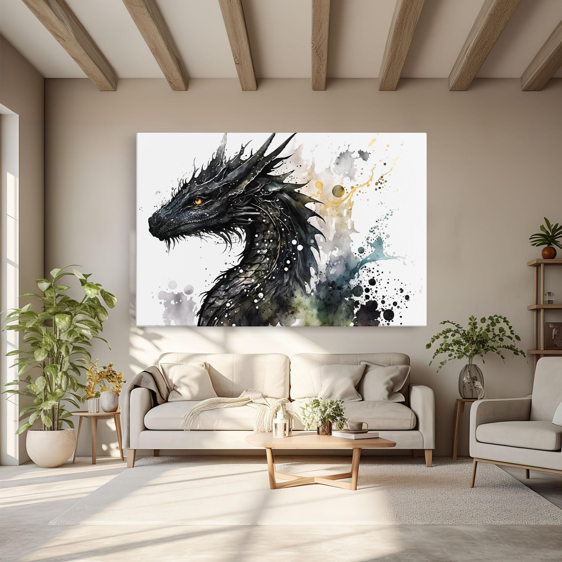 Tablou Canvas Black Dragon Art mockup 6