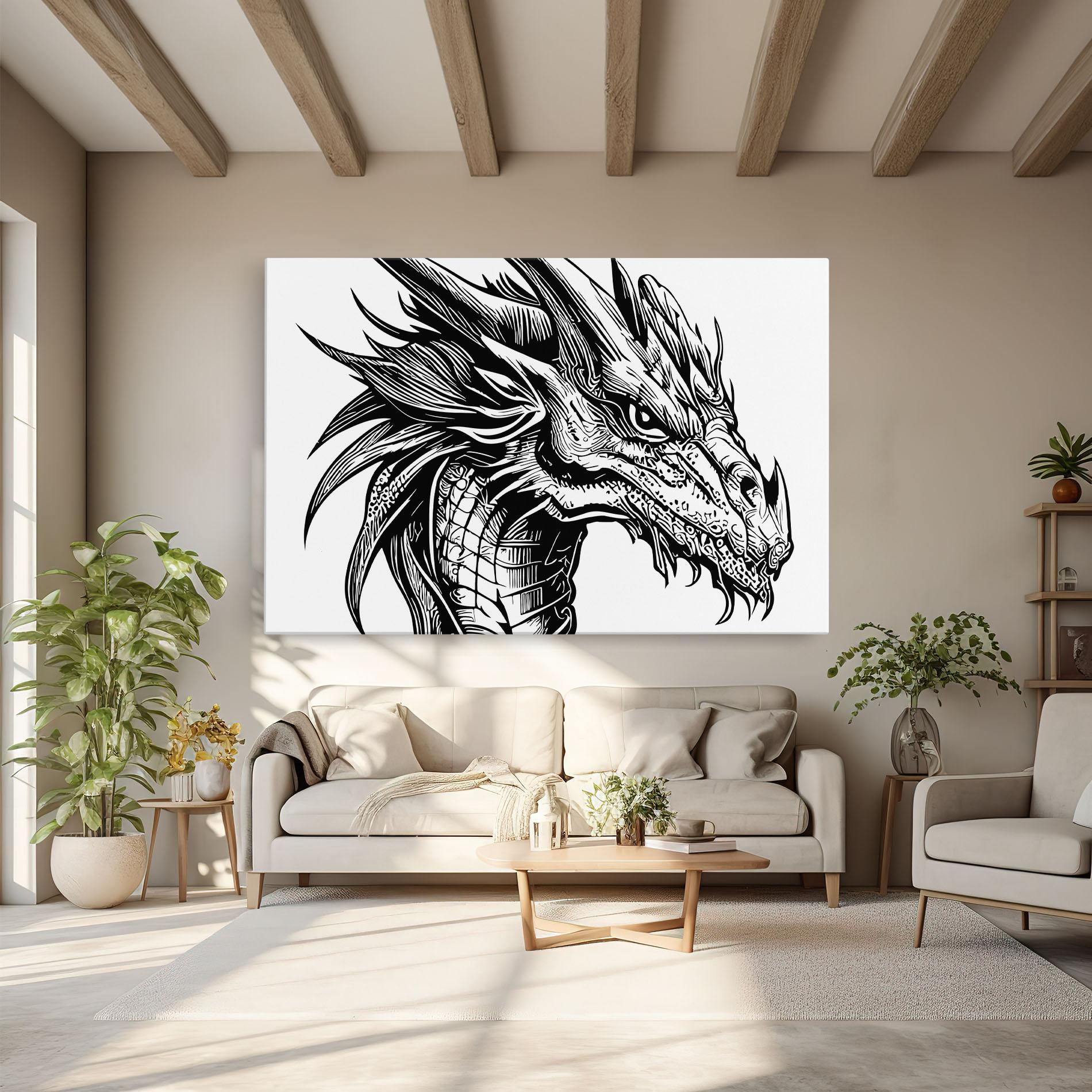 Tablou Canvas Black Line Dragon mockup 6