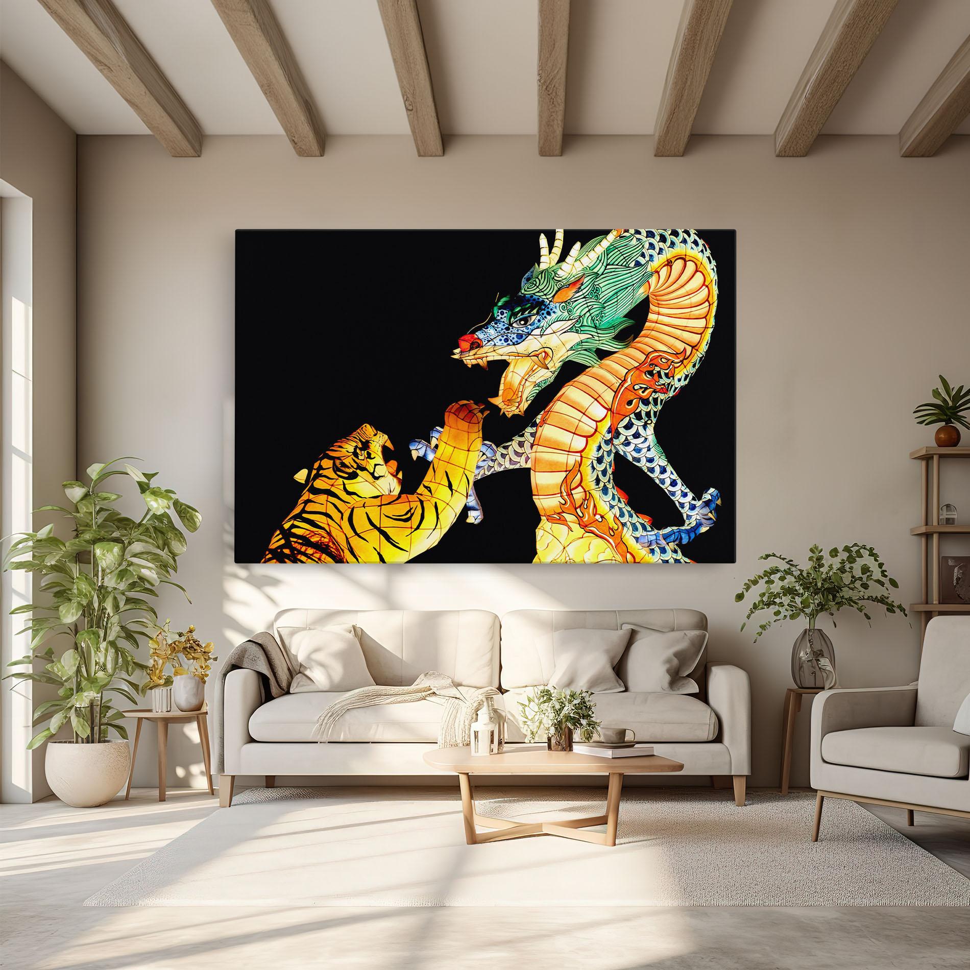 Tablou Canvas Chinese Dragon And Tiger mockup 6