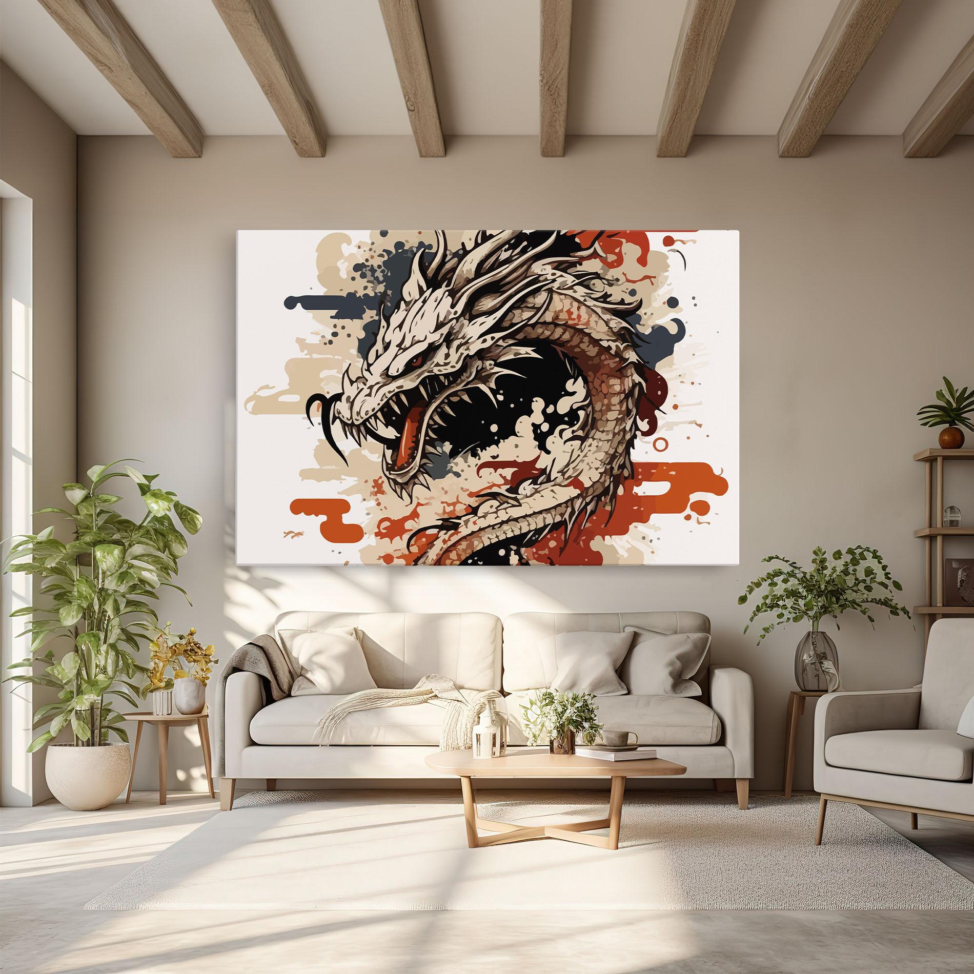 Tablou Canvas Cream Dragon Art mockup 6