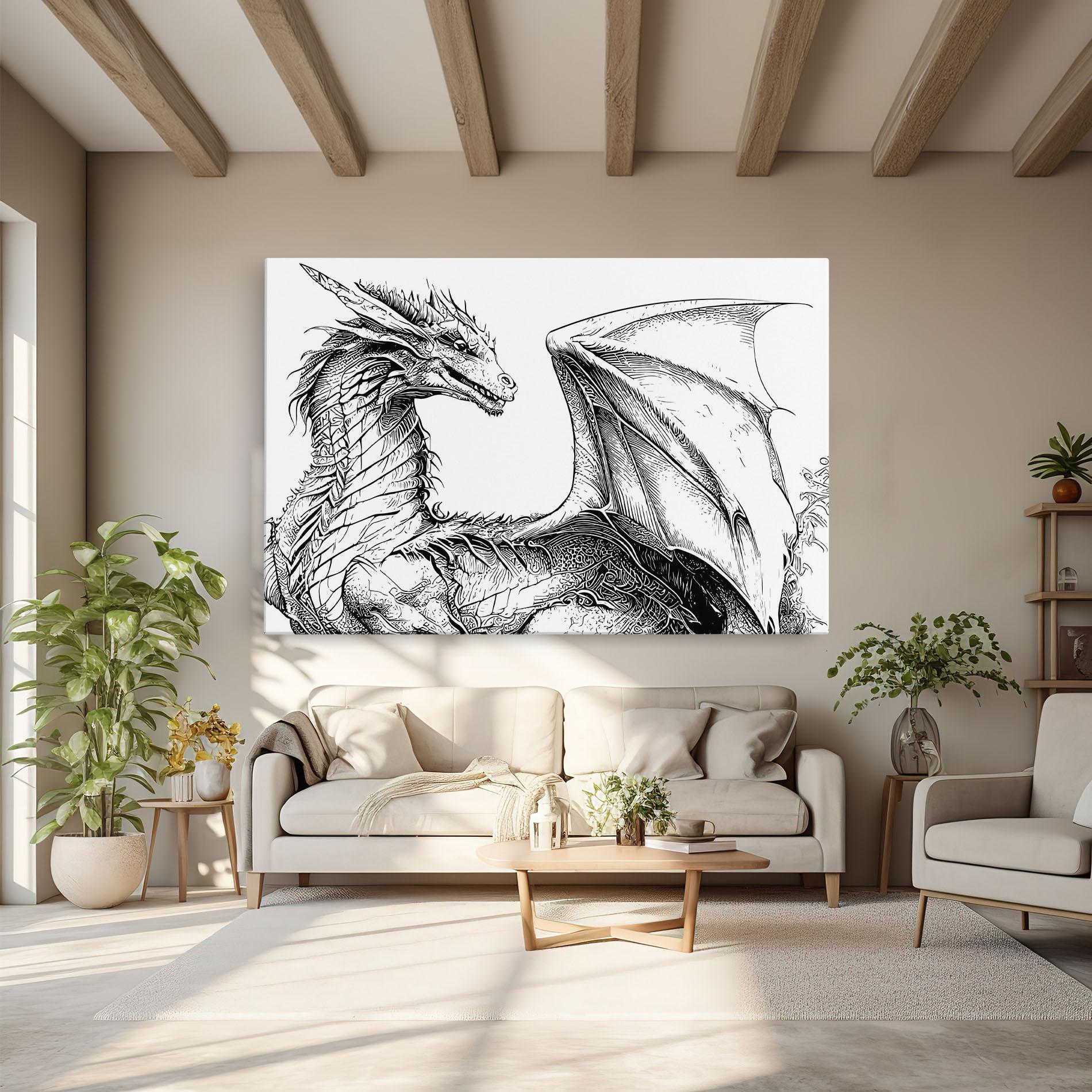 Tablou Canvas Dragon Sketch mockup 6