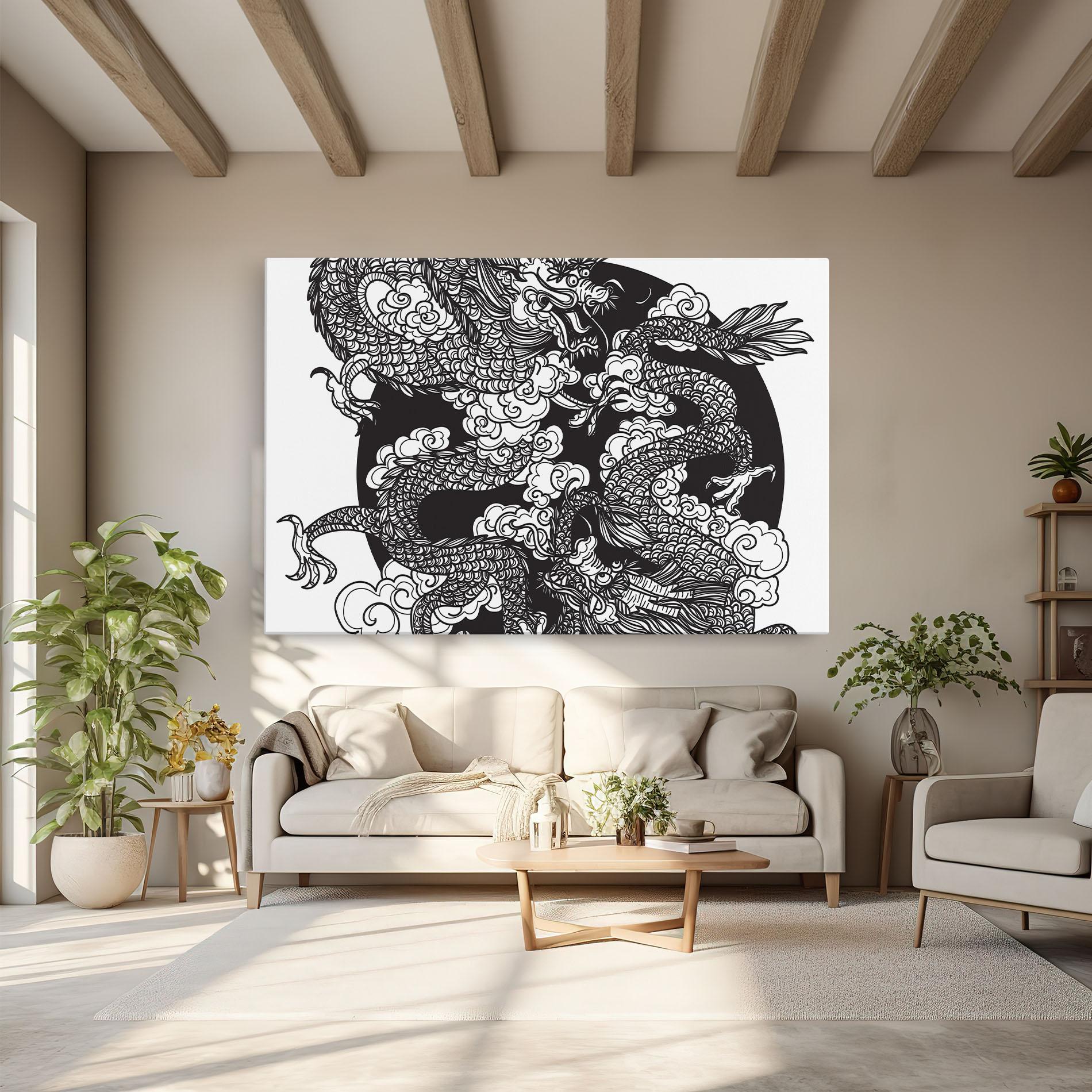 Tablou Canvas Grey Moon Dragon mockup 6