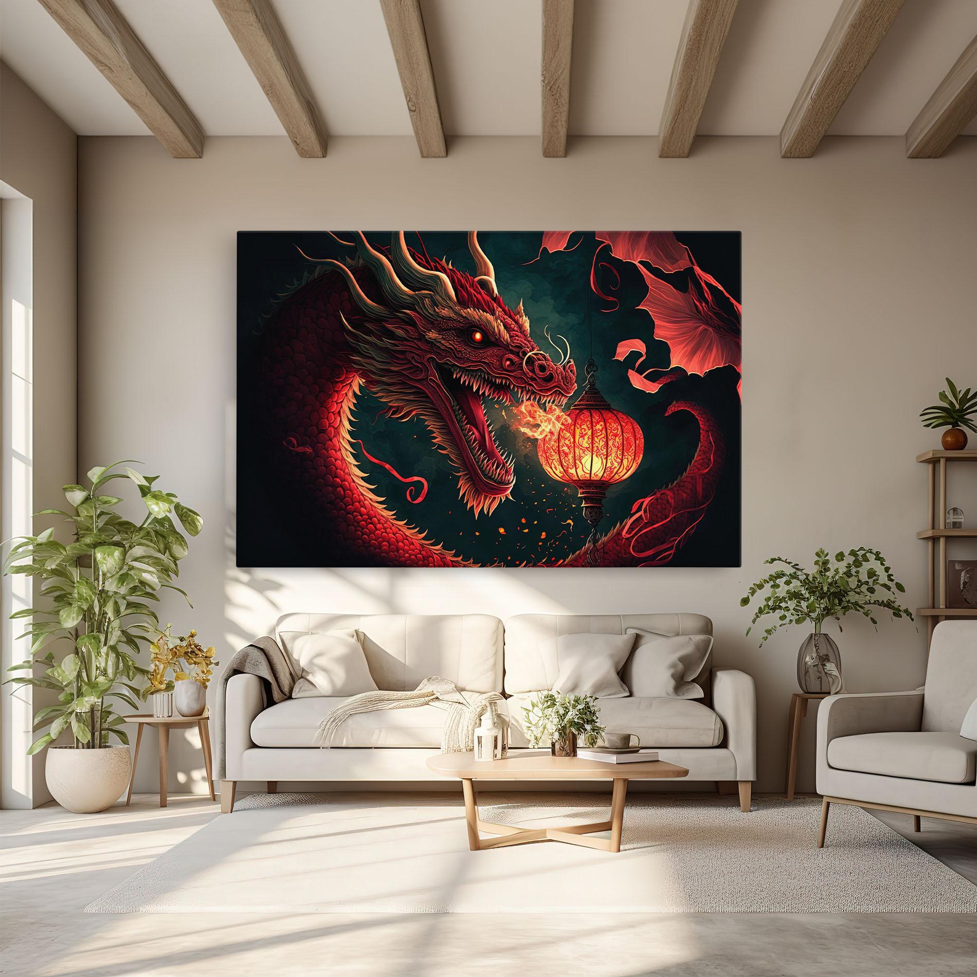 Tablou Canvas Red Fire Dragon mockup 6