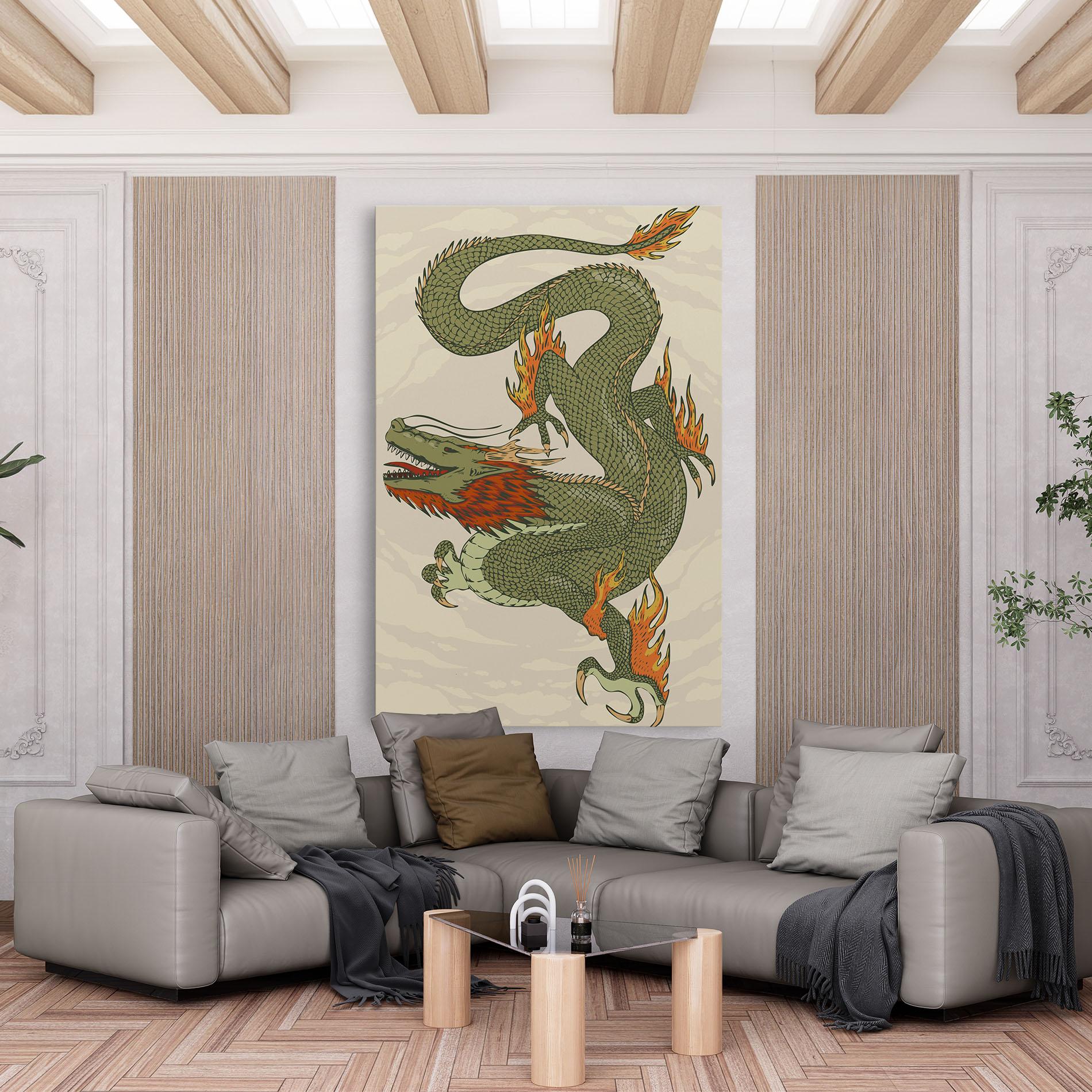 Tablou Canvas Chinese Dragon Green mockup 6