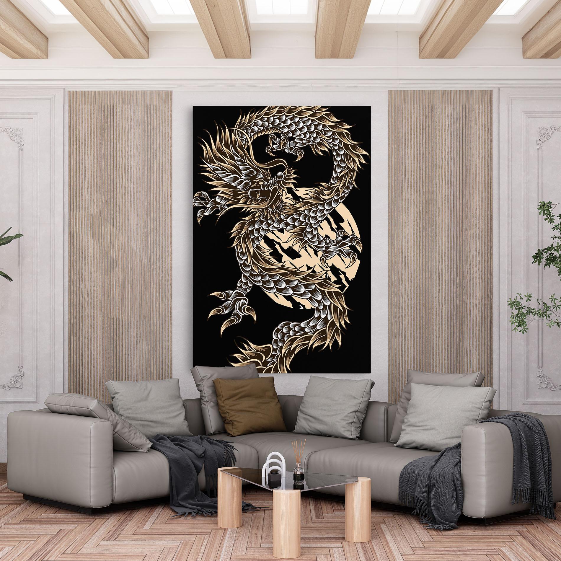 Tablou Canvas Cream Moon Dragon mockup 6