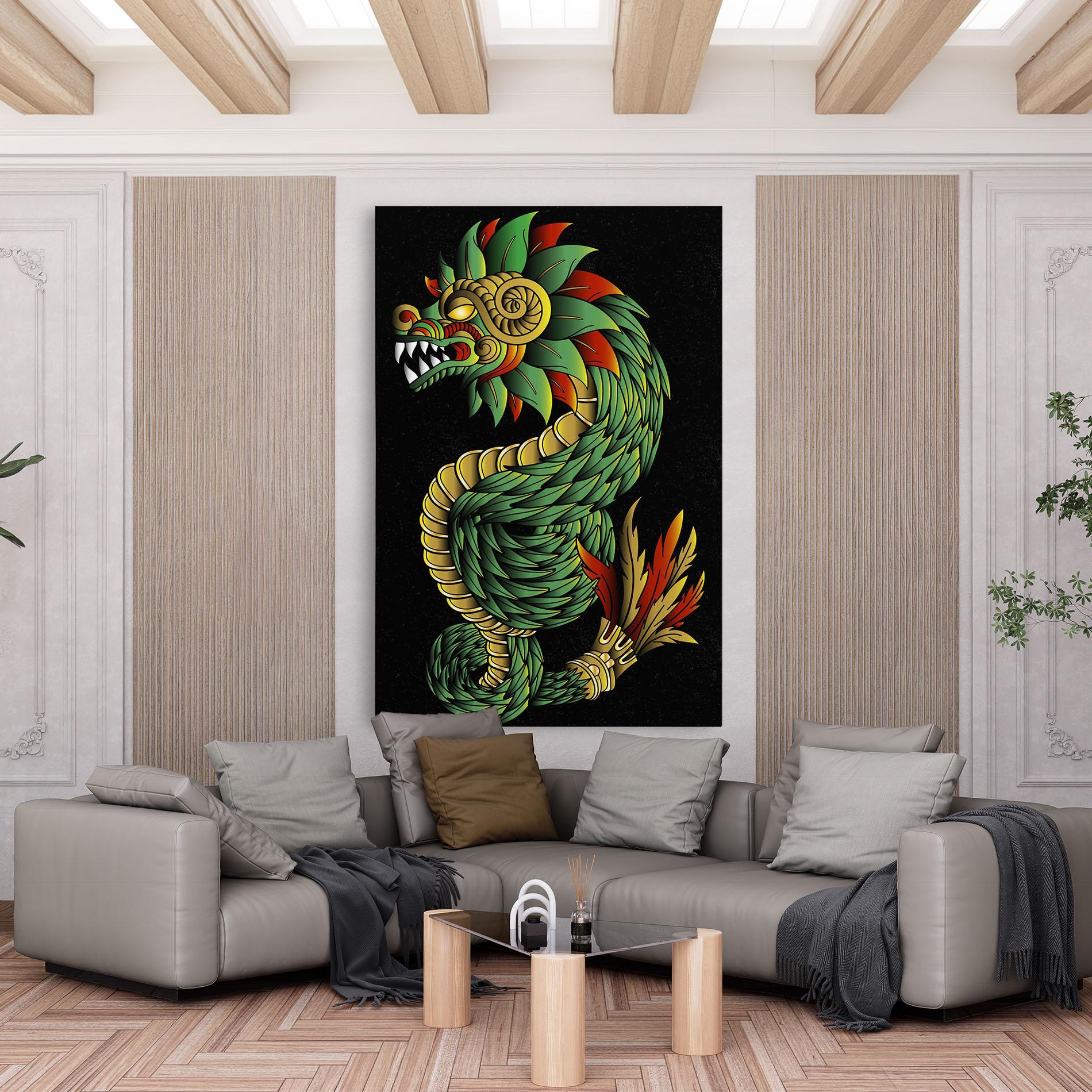Tablou Canvas Green Yellow Dragon mockup 6