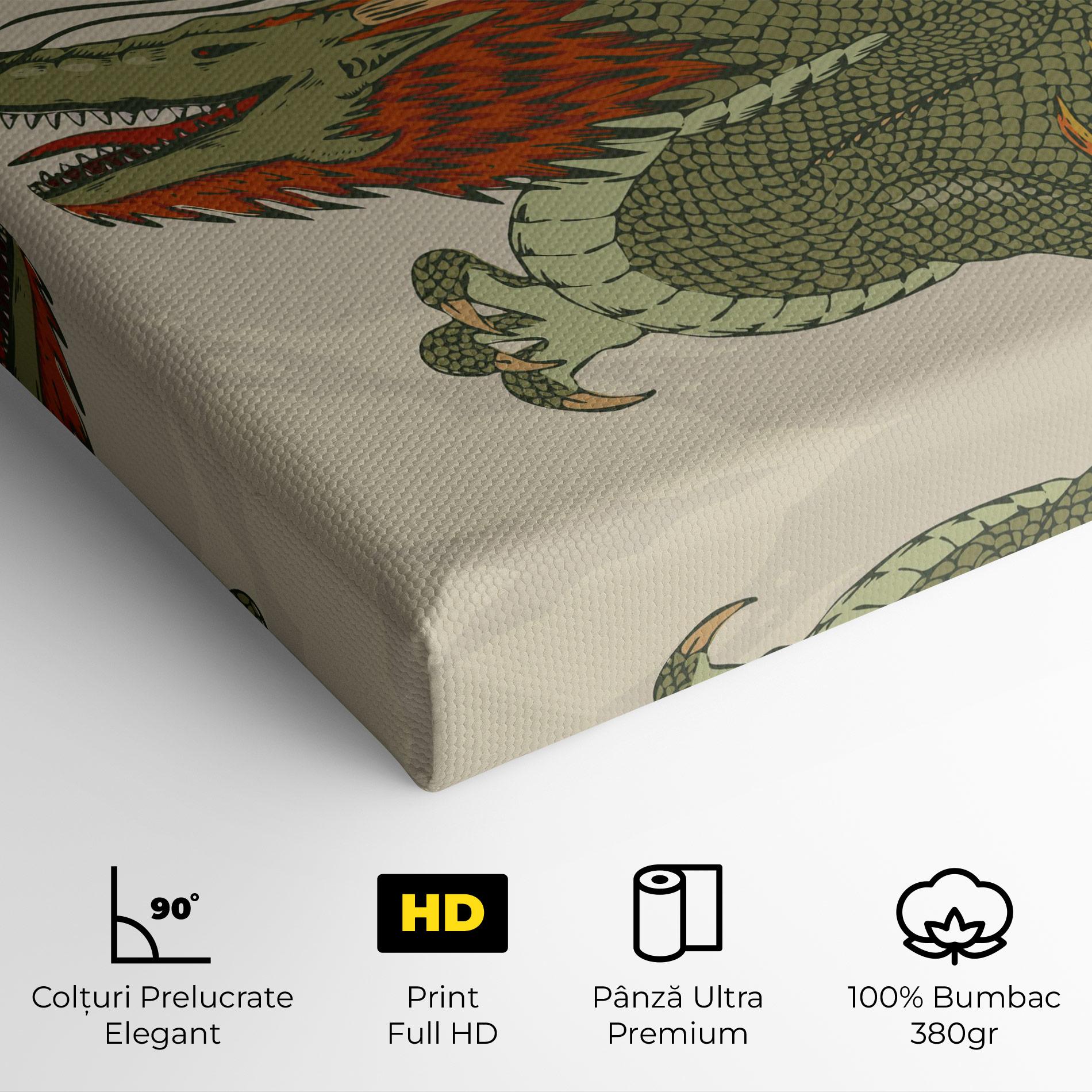 Tablou Canvas Chinese Dragon Green mockup 4