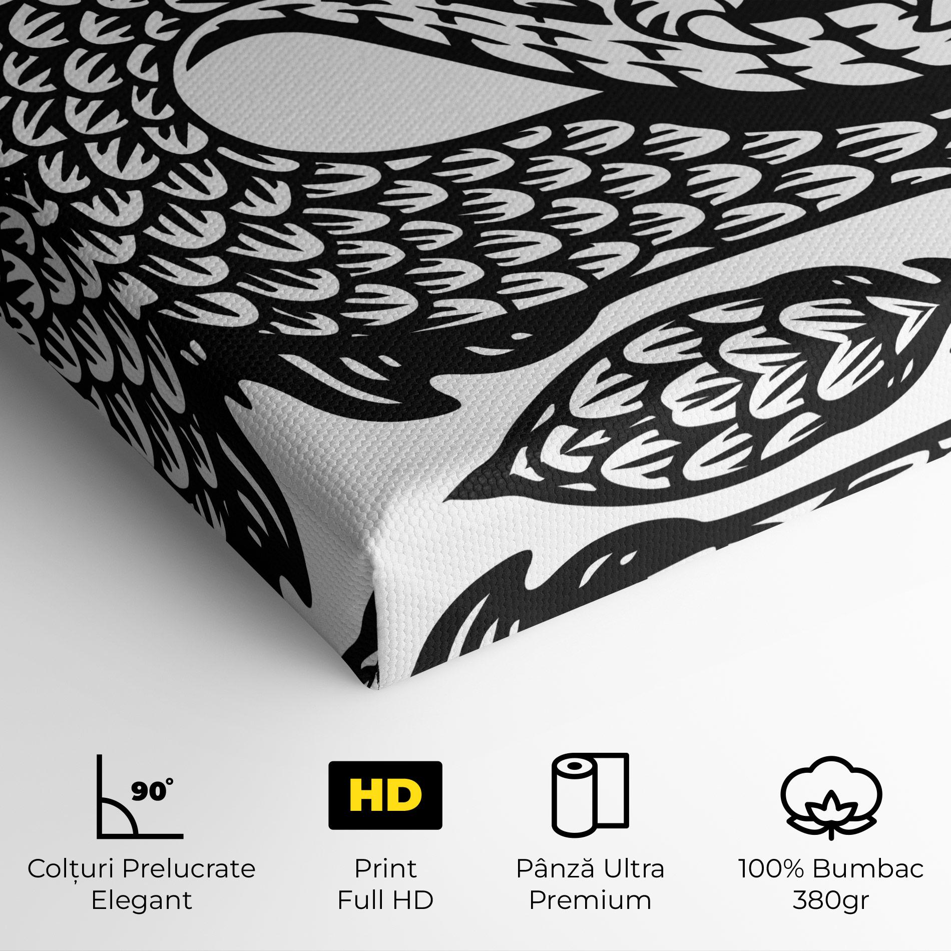 Tablou Canvas Dragon Black Line mockup 4