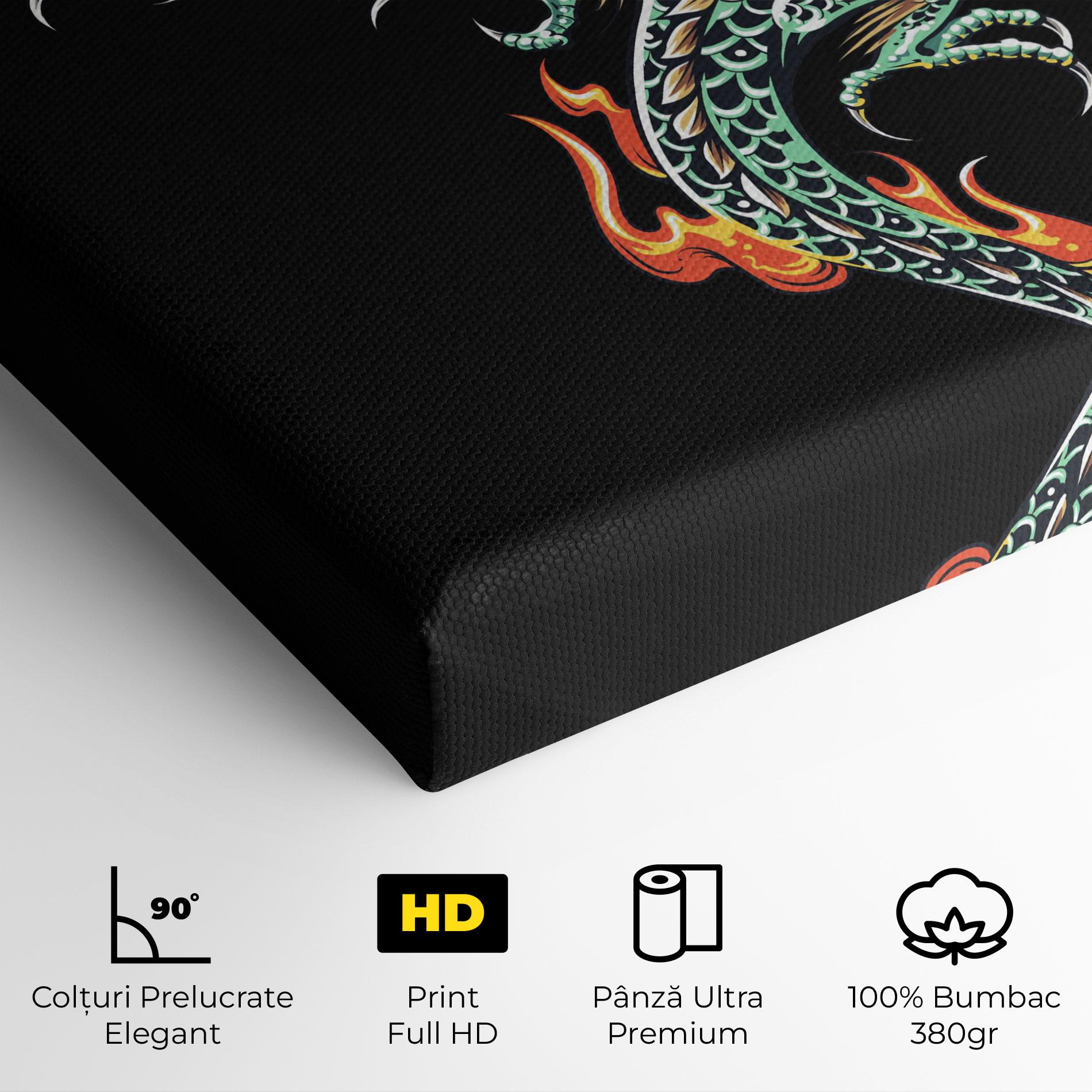 Tablou Canvas Green Fire Dragon mockup 4