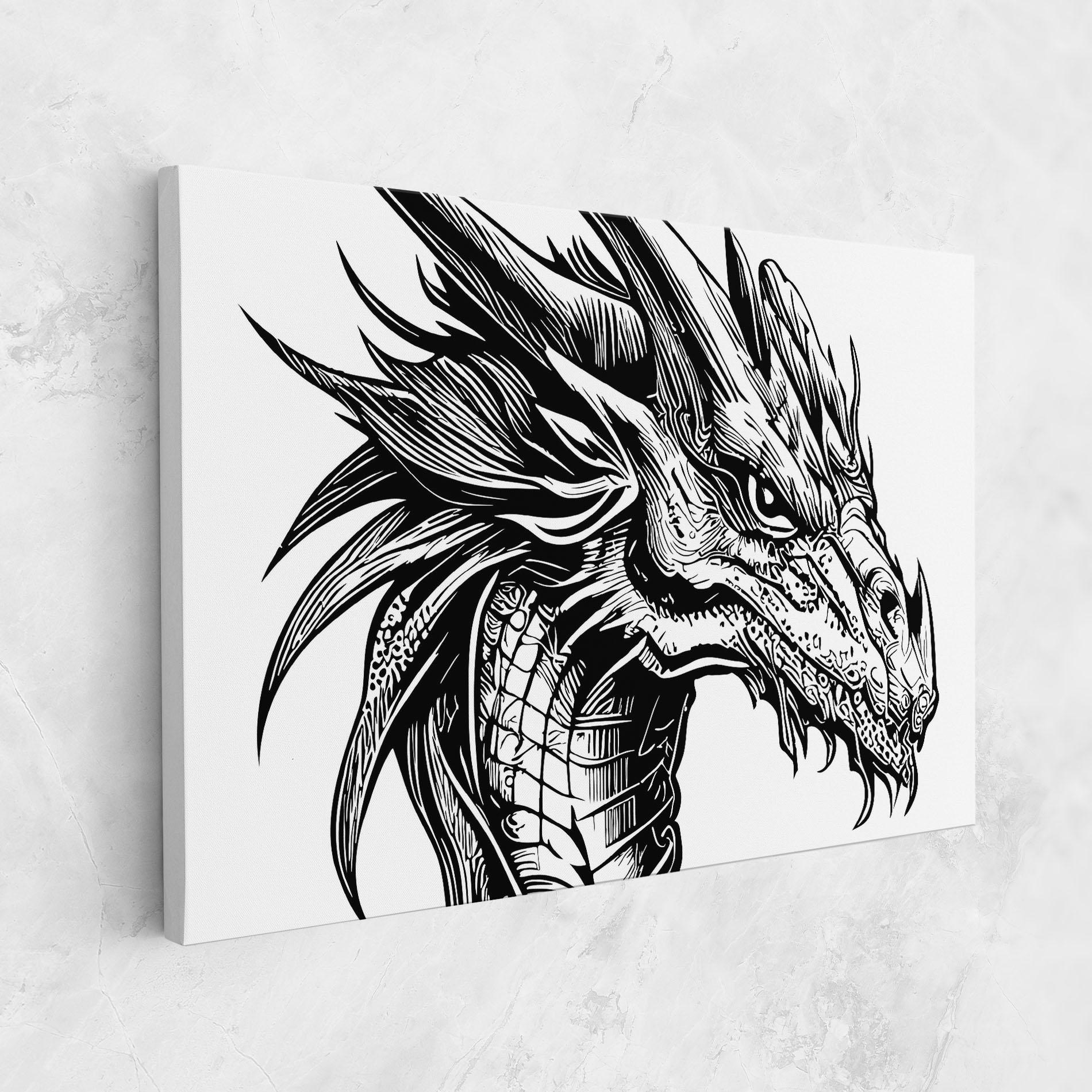 Tablou Canvas Black Line Dragon mockup 1