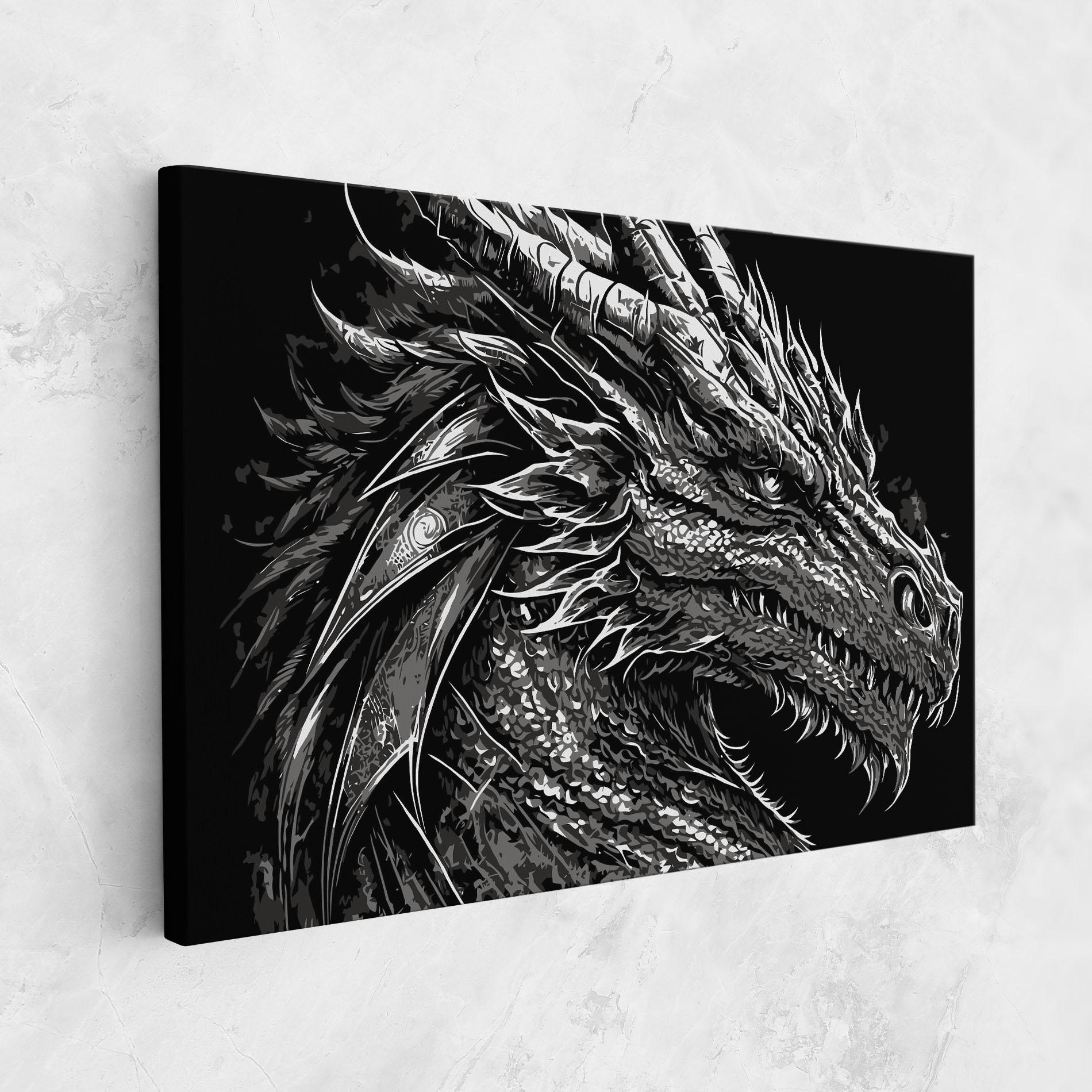 Tablou Canvas Grey White Dragon mockup 1
