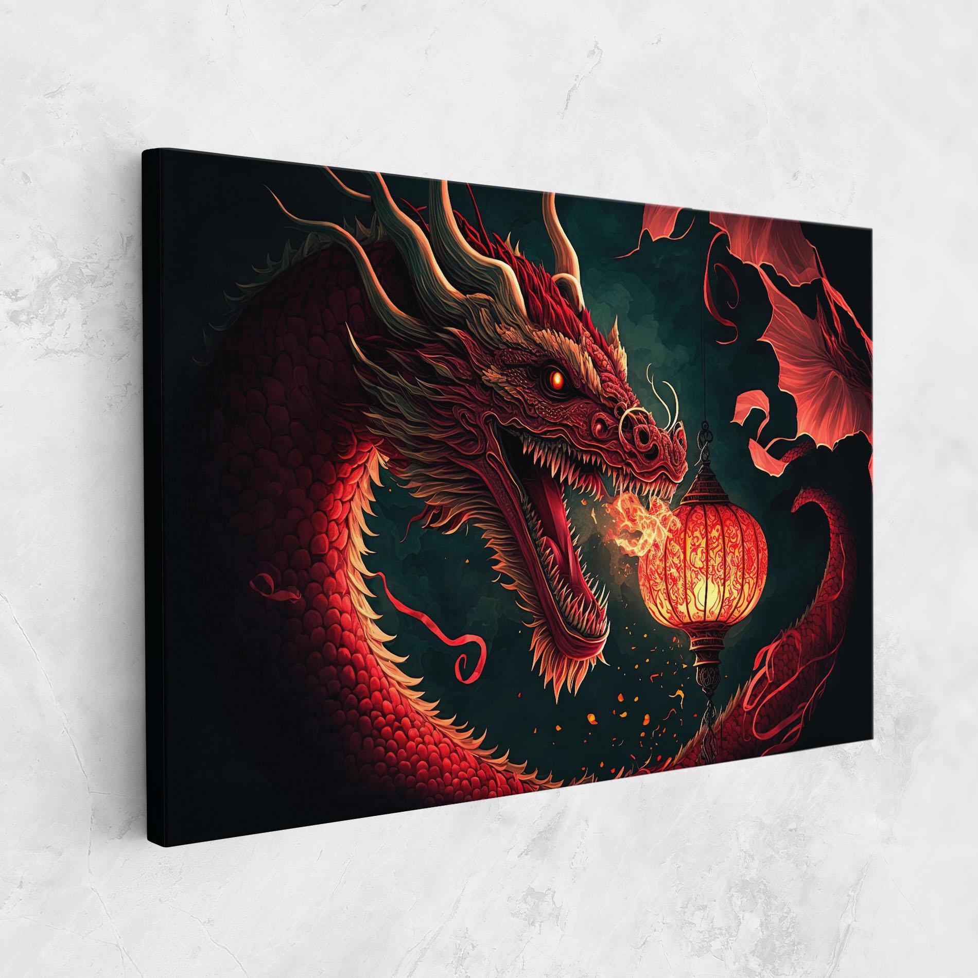 Tablou Canvas Red Fire Dragon mockup 1