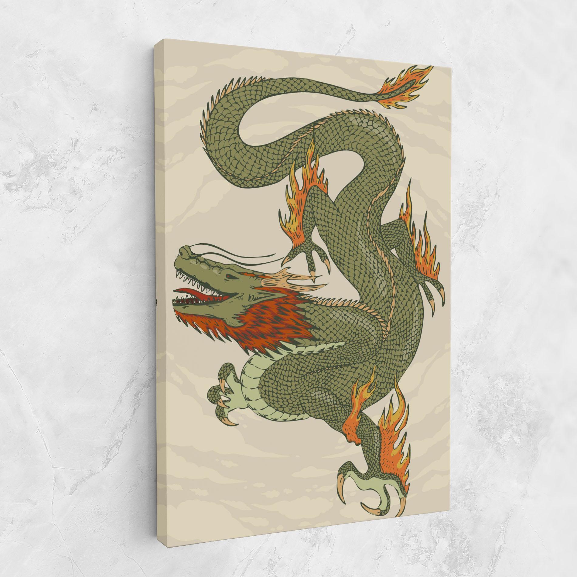 Tablou Canvas Chinese Dragon Green mockup 1