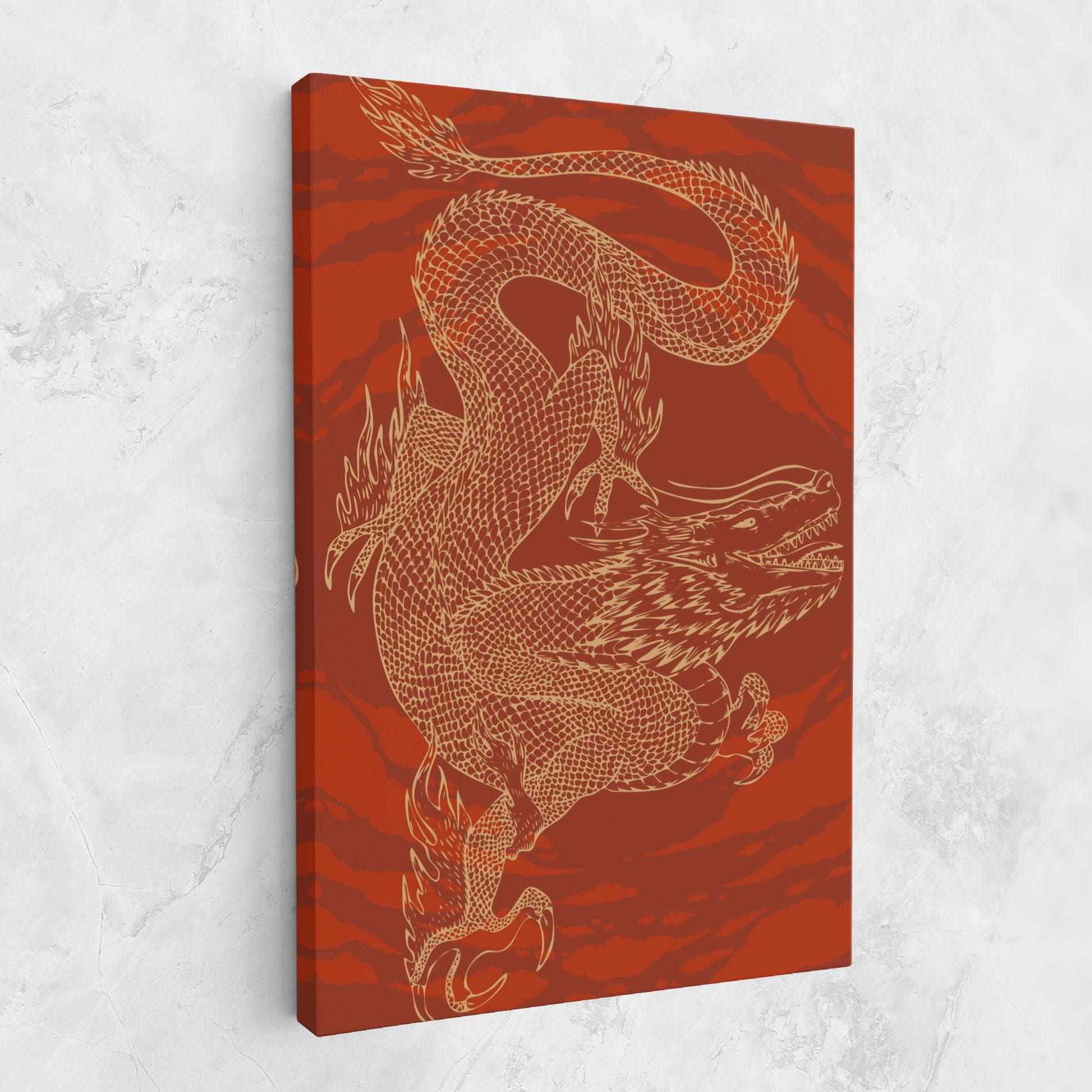 Tablou Canvas Chinese Dragon Red mockup 1