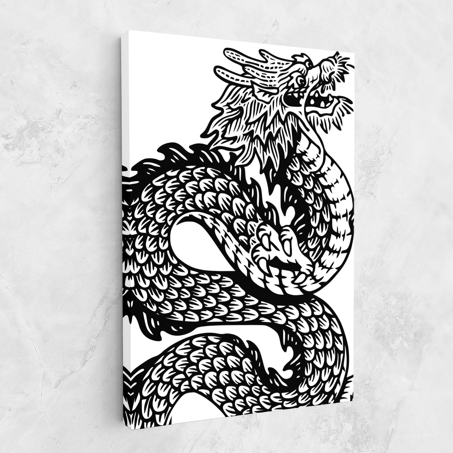 Tablou Canvas Dragon Black Line mockup 1
