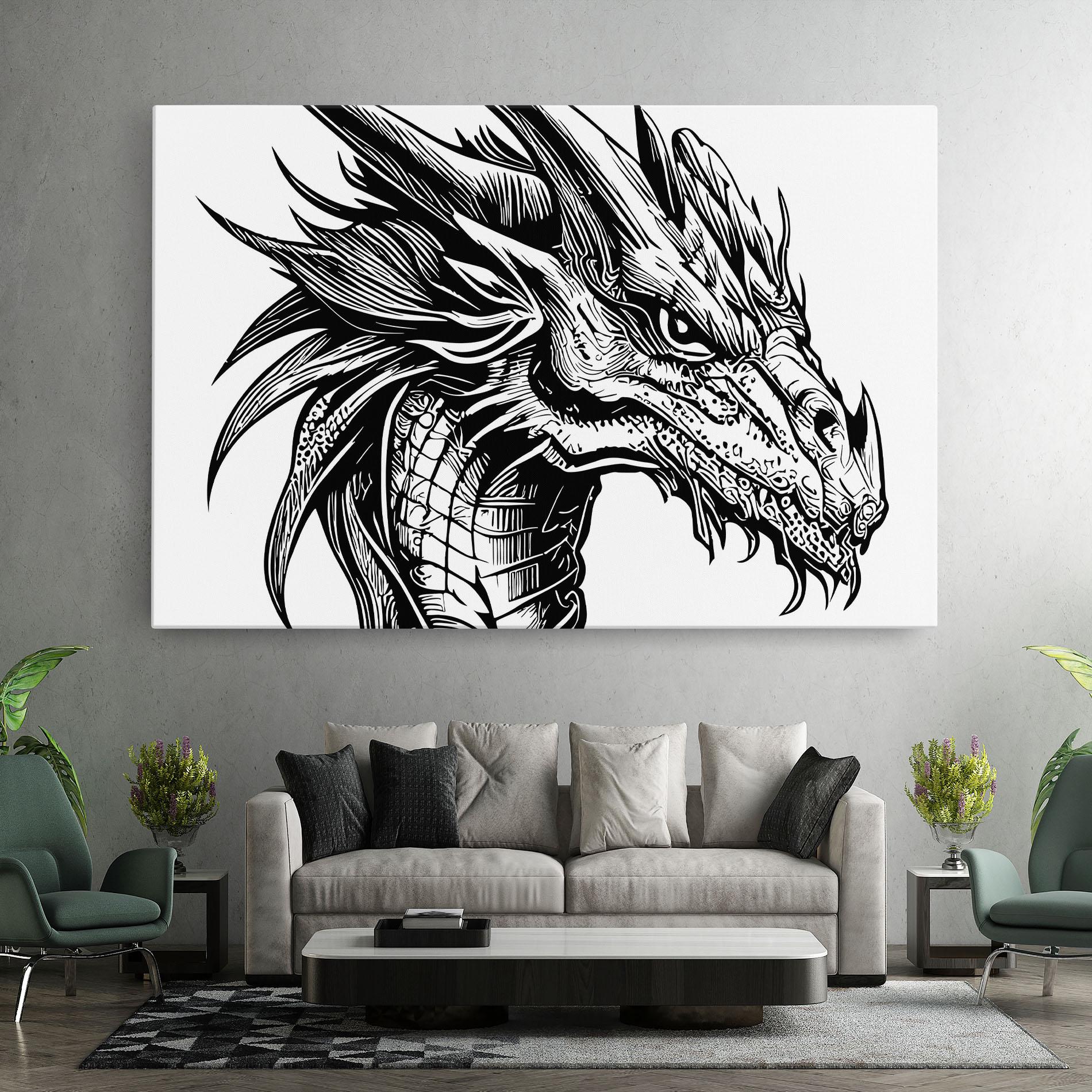 Tablou Canvas Black Line Dragon mockup 7