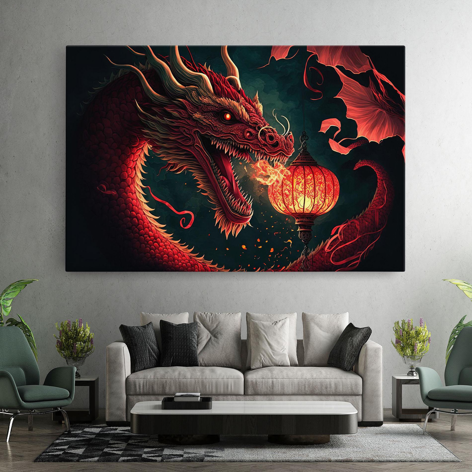 Tablou Canvas Red Fire Dragon mockup 7