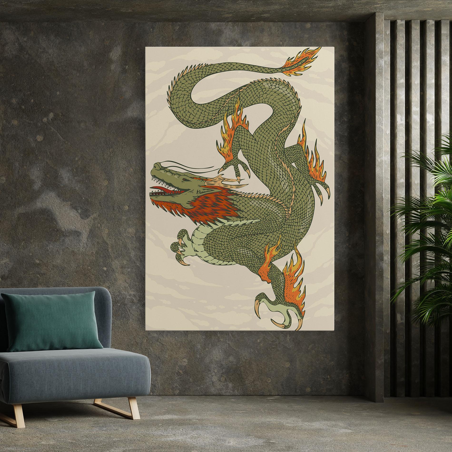 Tablou Canvas Chinese Dragon Green mockup 7