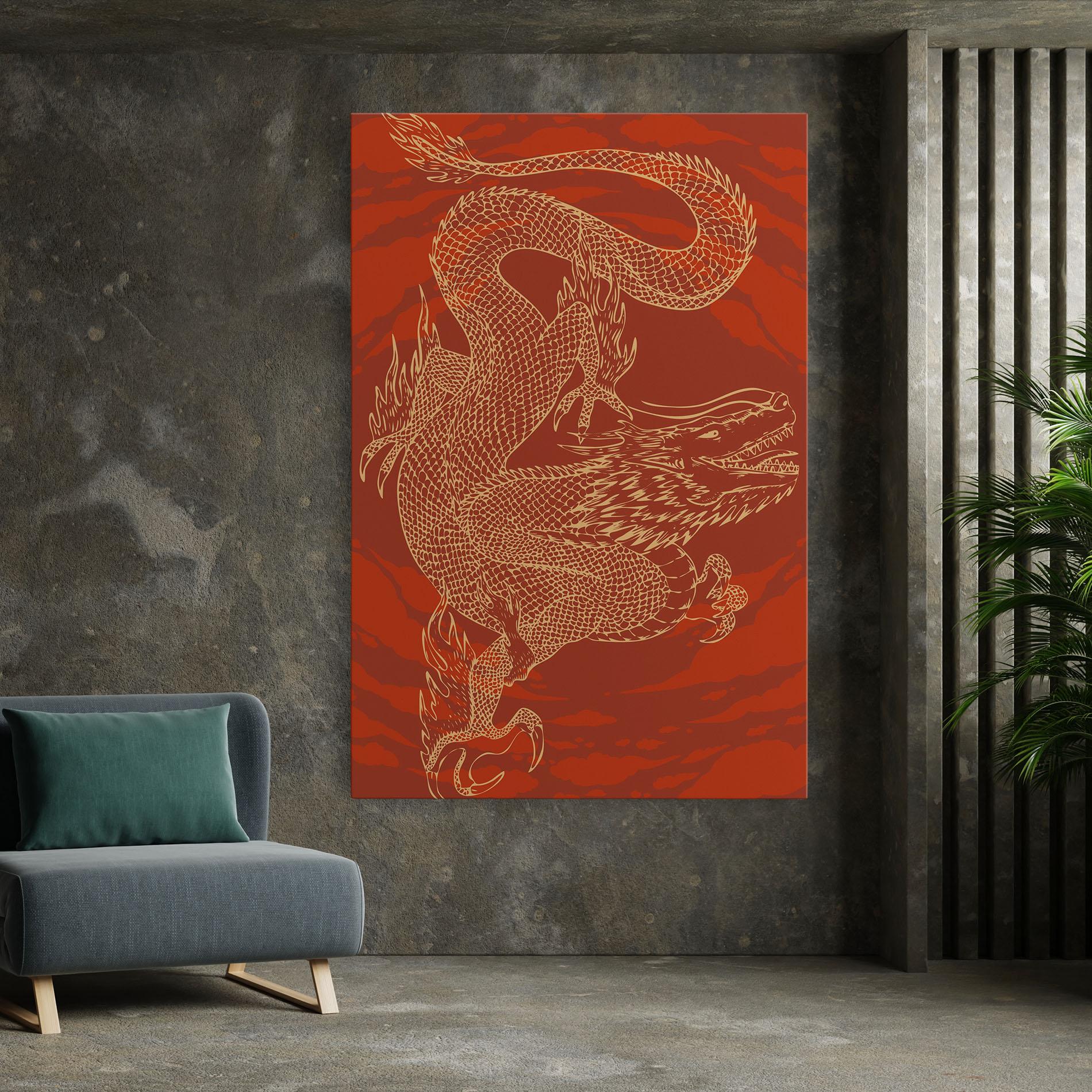 Tablou Canvas Chinese Dragon Red mockup 7