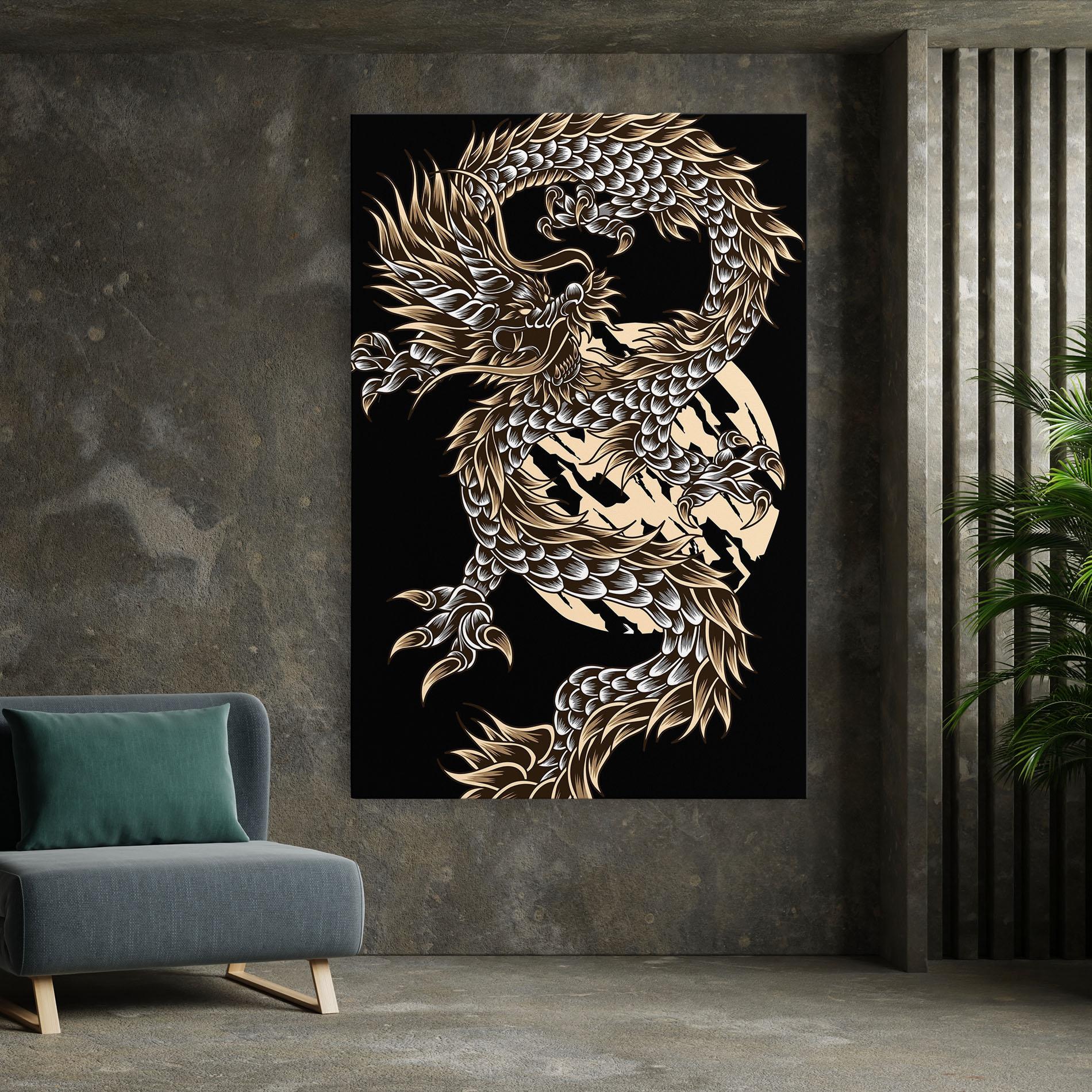 Tablou Canvas Cream Moon Dragon mockup 7