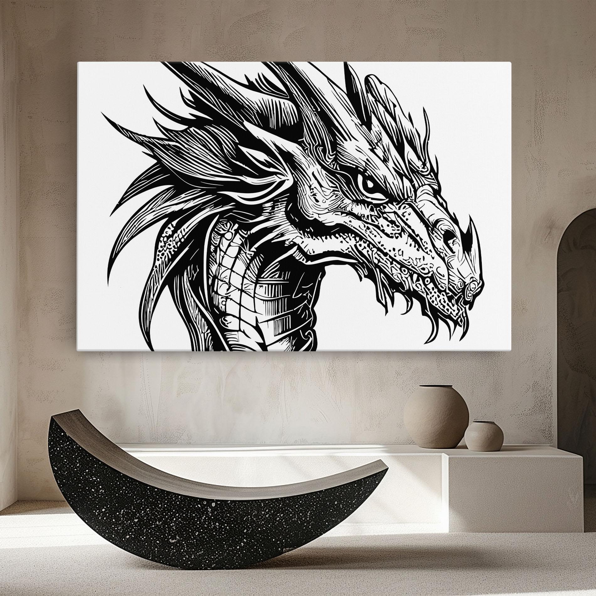 Tablou Canvas Black Line Dragon mockup 8