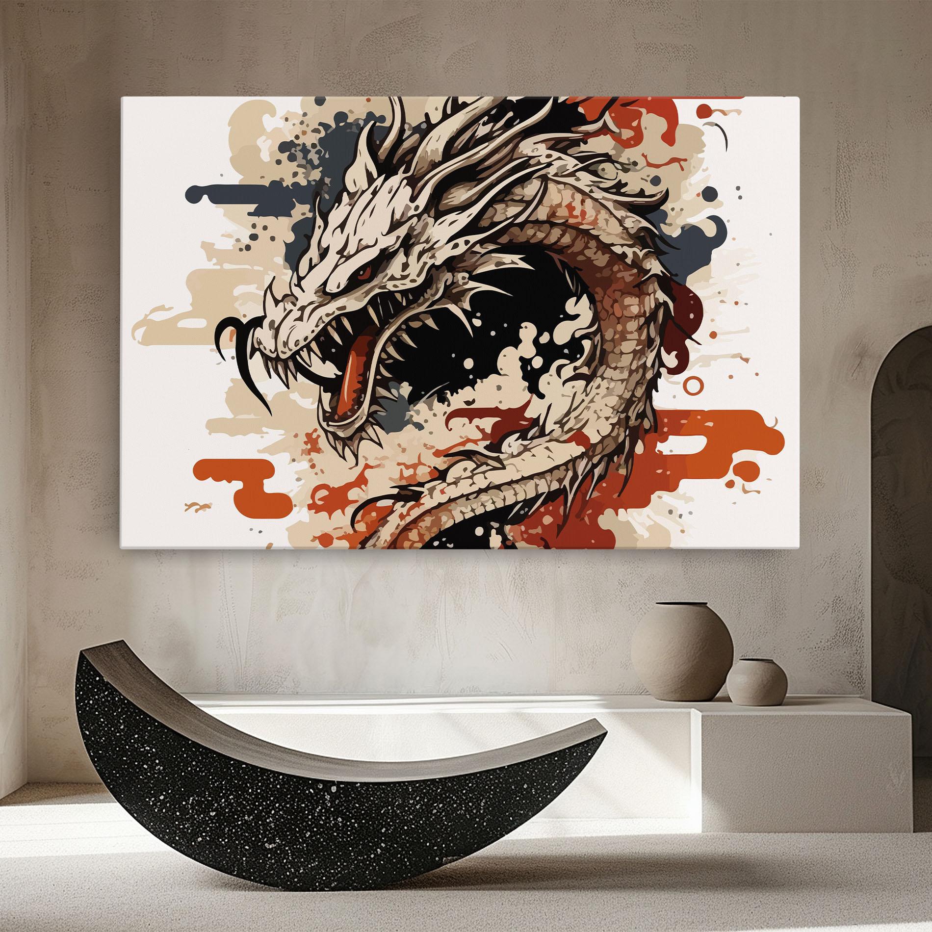 Tablou Canvas Cream Dragon Art mockup 8