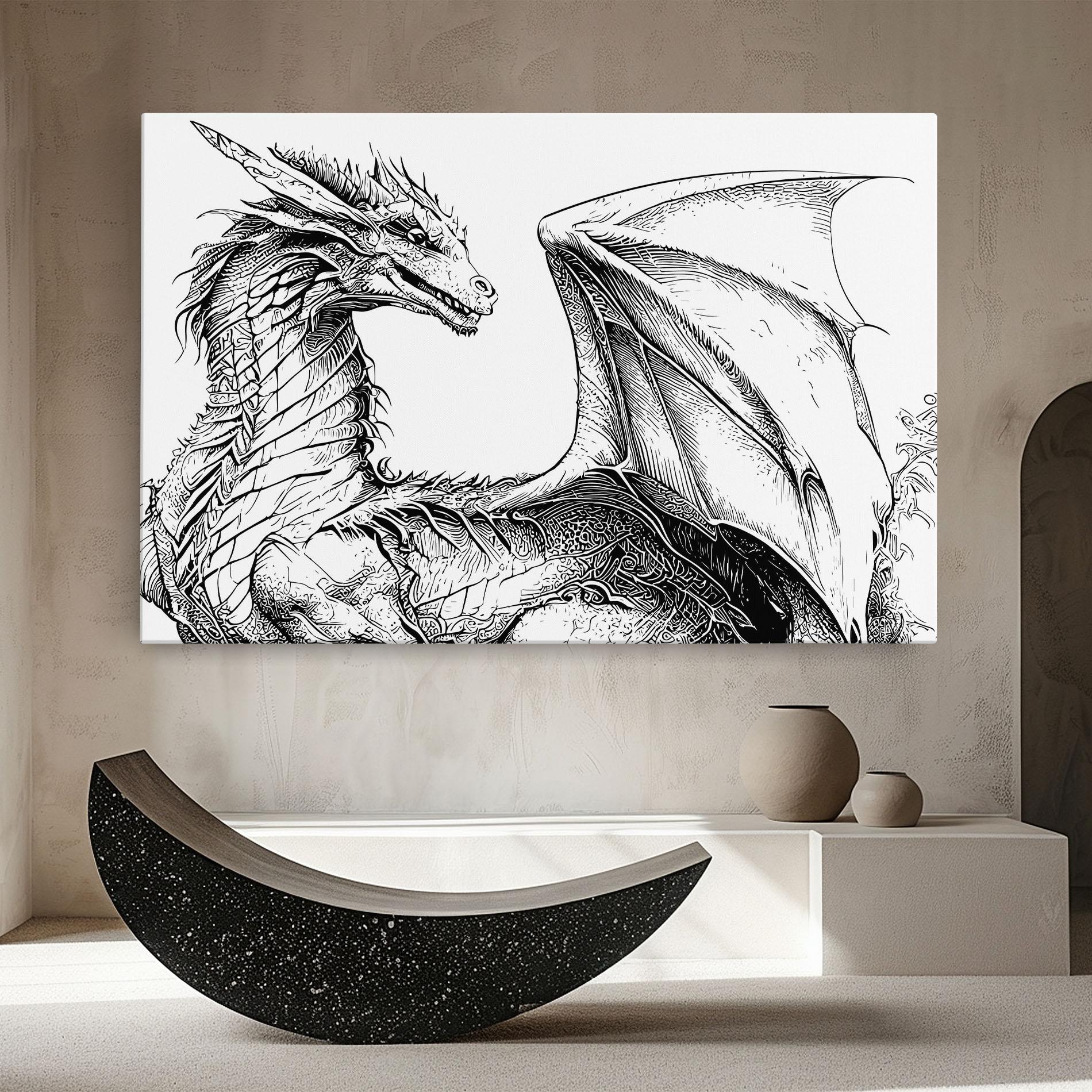 Tablou Canvas Dragon Sketch mockup 8