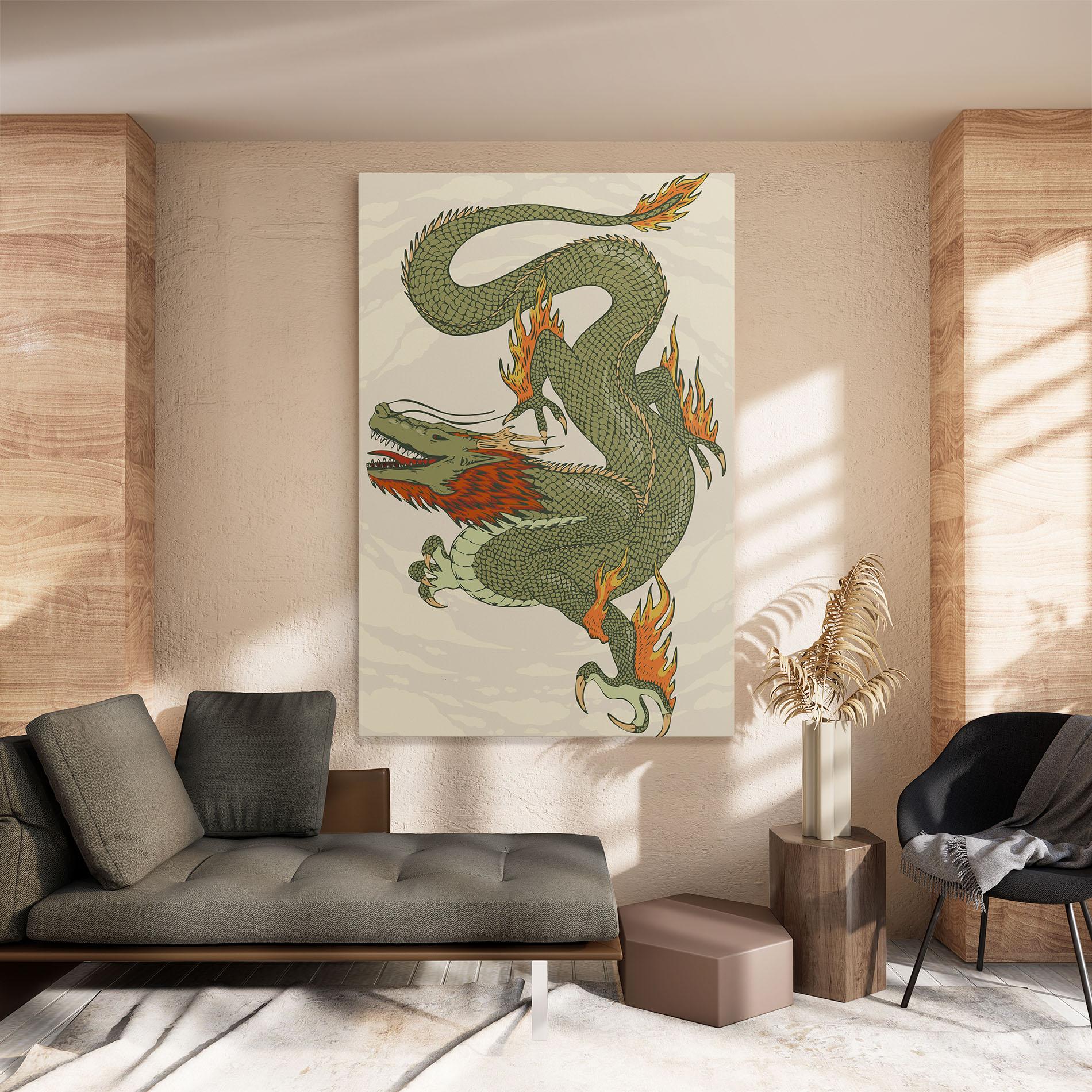 Tablou Canvas Chinese Dragon Green mockup 8