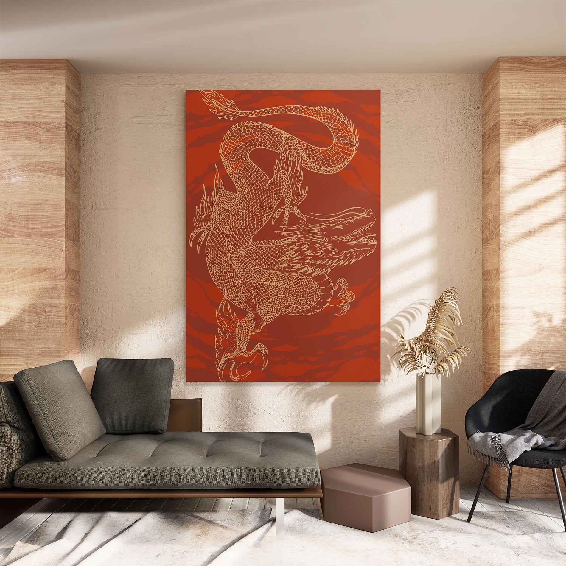 Tablou Canvas Chinese Dragon Red mockup 8