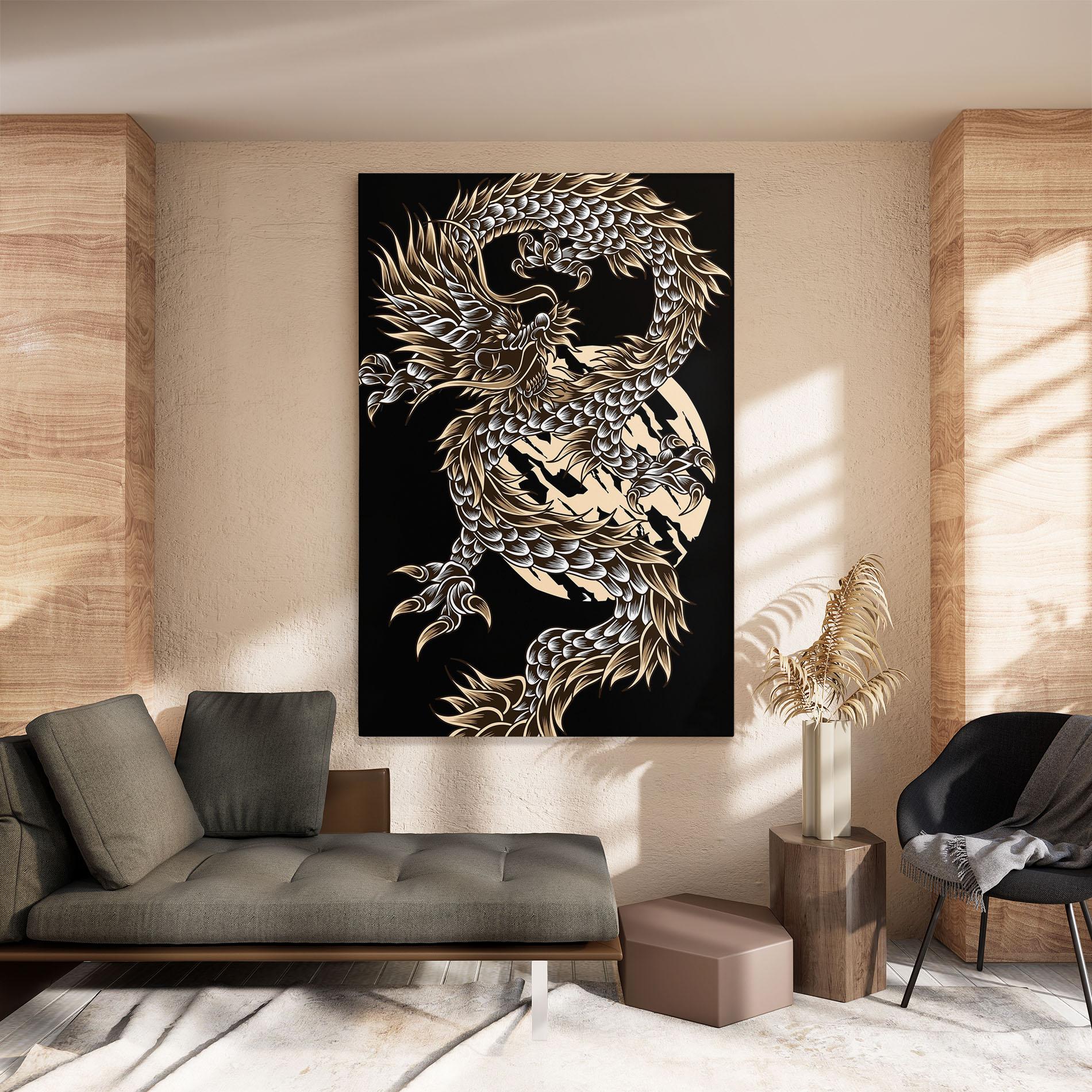 Tablou Canvas Cream Moon Dragon mockup 8